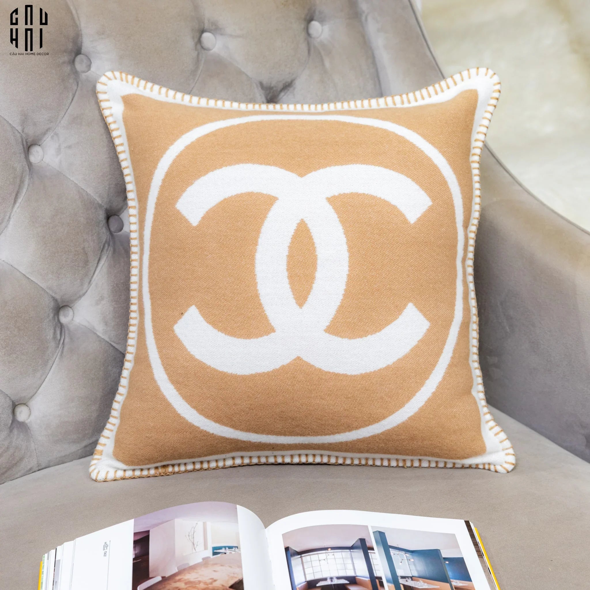 VỎ GỐI TWEED COCO 45. - BEIGE-CẬU HAI HOME DECOR