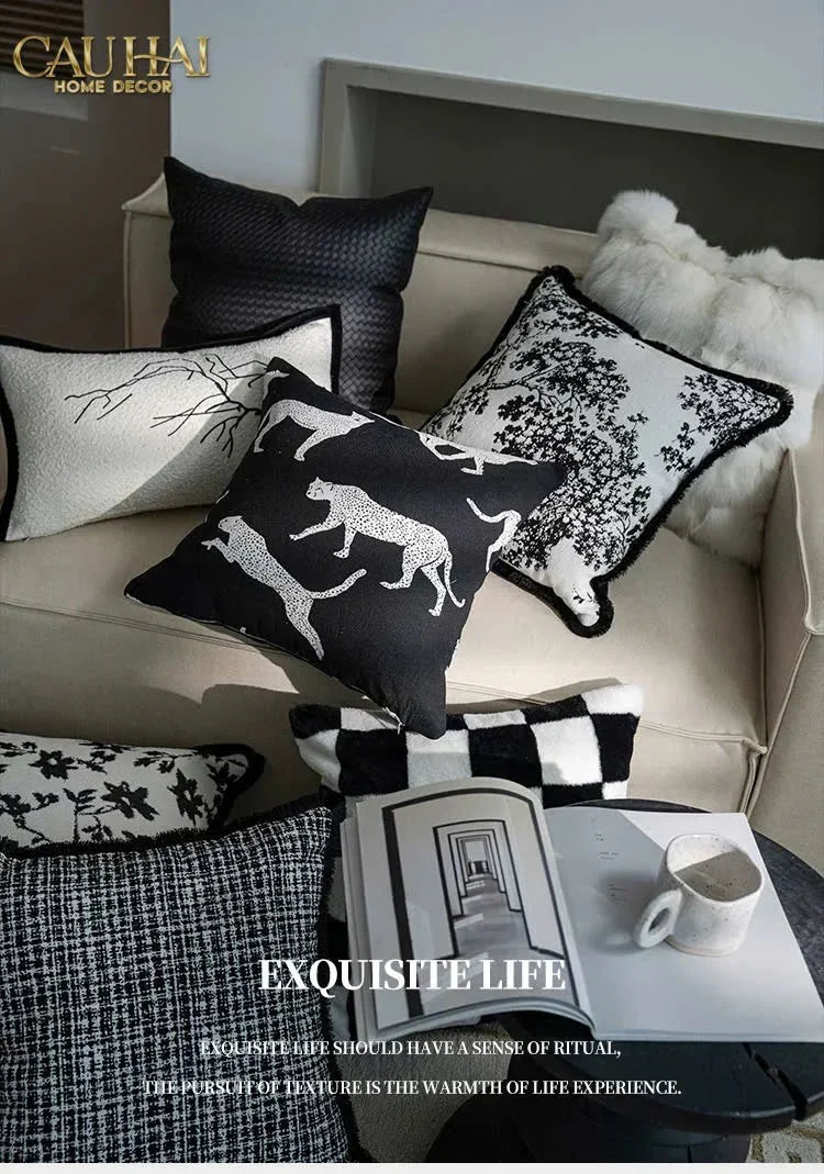 Vỏ Gối Sofa Sợi Vải Canvas Panthera 45.-CẬU HAI HOME DECOR