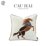 VỎ GỐI THÊU LEATHER TROT-CẬU HAI HOME DECOR