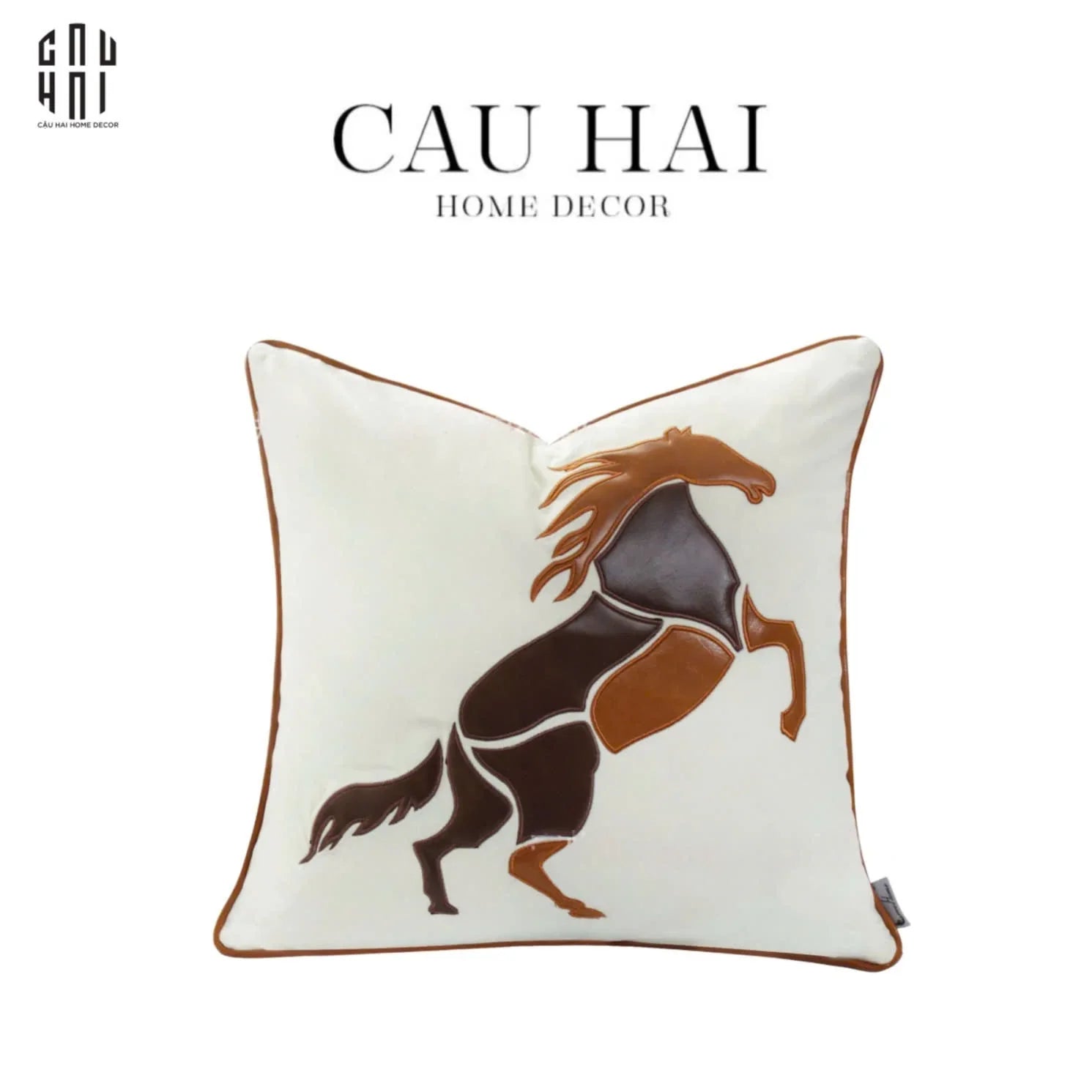 VỎ GỐI THÊU LEATHER TROT-CẬU HAI HOME DECOR