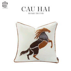 Vỏ Gối Thêu Leather Trot-CẬU HAI HOME DECOR