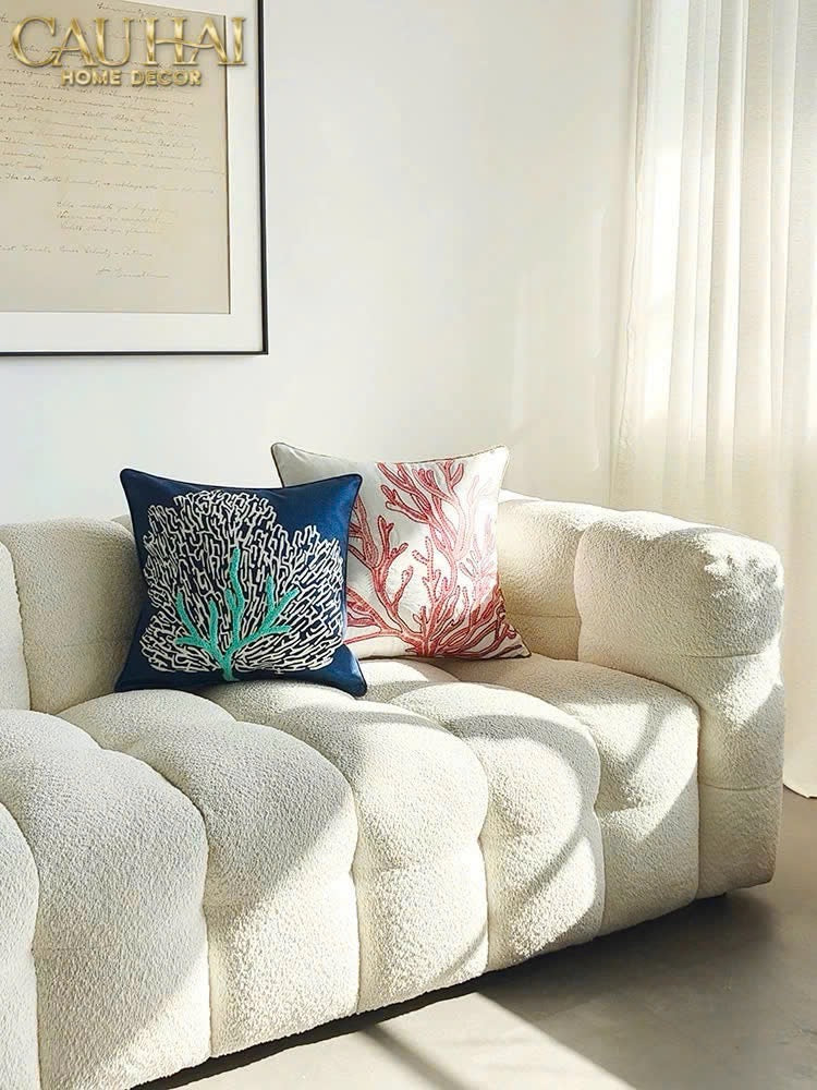 VỎ GỐI THÊU SAN HÔ ROUGE EMBROIDERY CORAL 50-CẬU HAI HOME DECOR