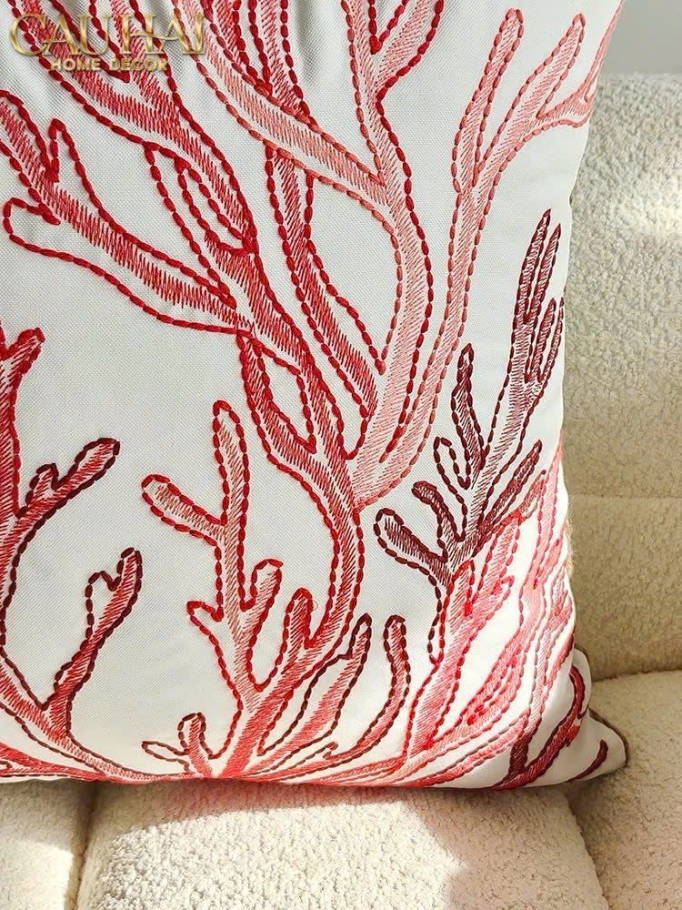VỎ GỐI THÊU SAN HÔ ROUGE EMBROIDERY CORAL 50-CẬU HAI HOME DECOR