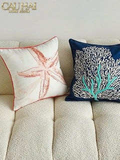 Vỏ Gối Thêu San Hô Rouge Embroidery Coral 50-CẬU HAI HOME DECOR