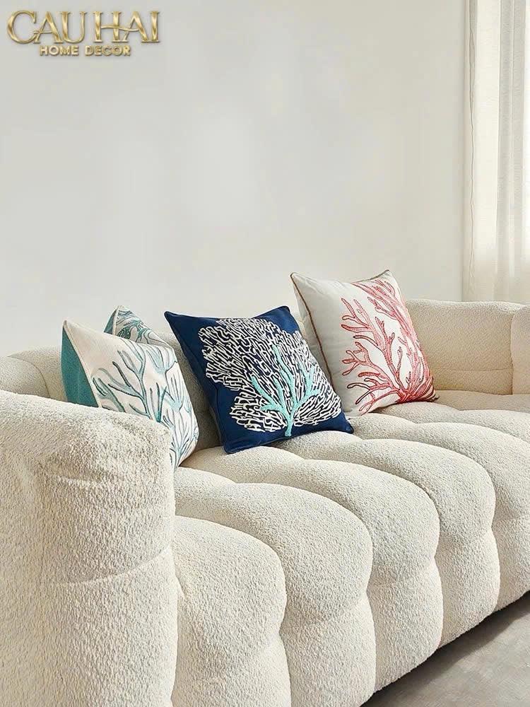 Vỏ Gối Thêu San Hô Rouge Embroidery Coral 50-CẬU HAI HOME DECOR