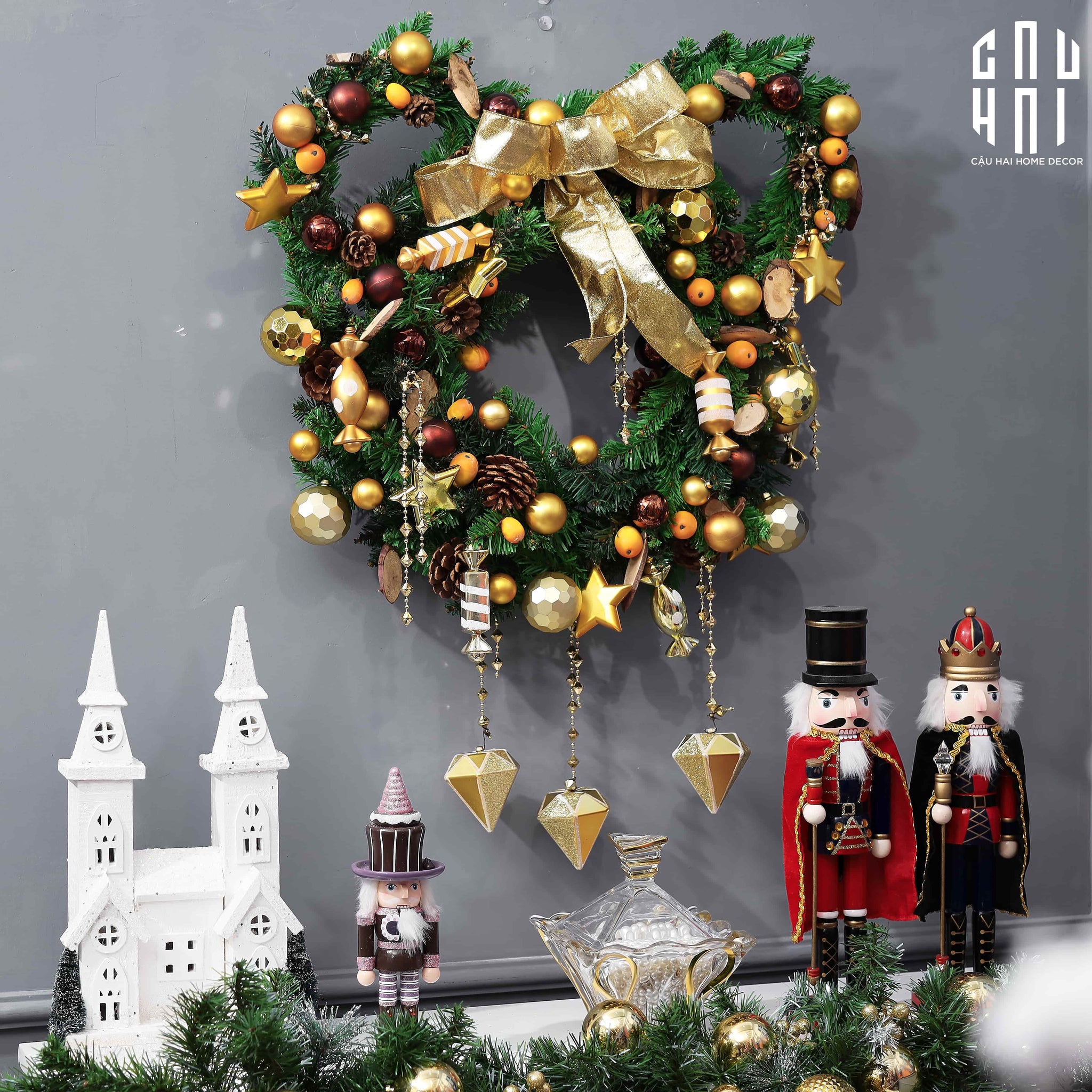 VÒNG GIÁNG SINH - MICKEY CHRISTMAS WREATH 90-CẬU HAI HOME DECOR