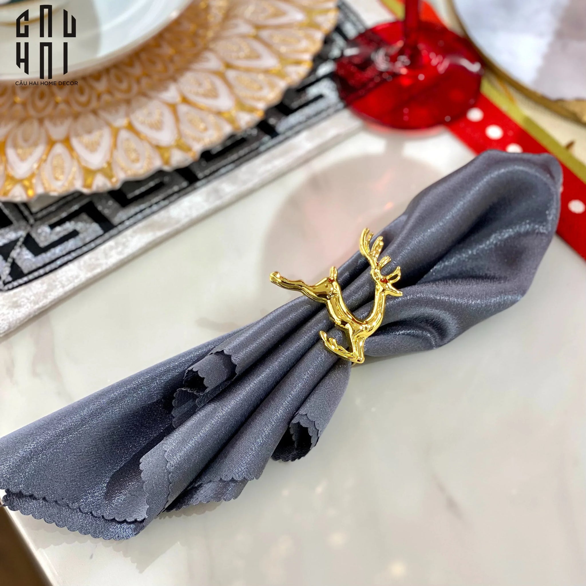 VÒNG KHĂN ĂN - GOLDEN DEER NAPKIN RING-CẬU HAI HOME DECOR