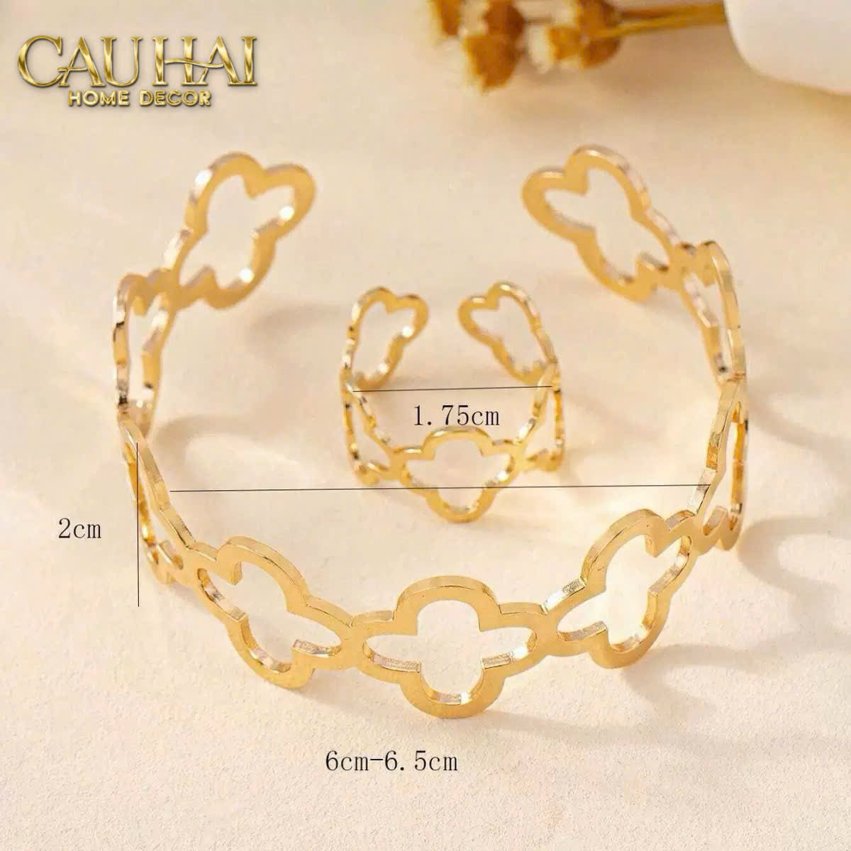 Vòng Khăn Ăn - Napkin Ring Clover Fleur Monogram Quatrefoil-VÒNG KHĂN ĂN-CẬU HAI HOME DECOR