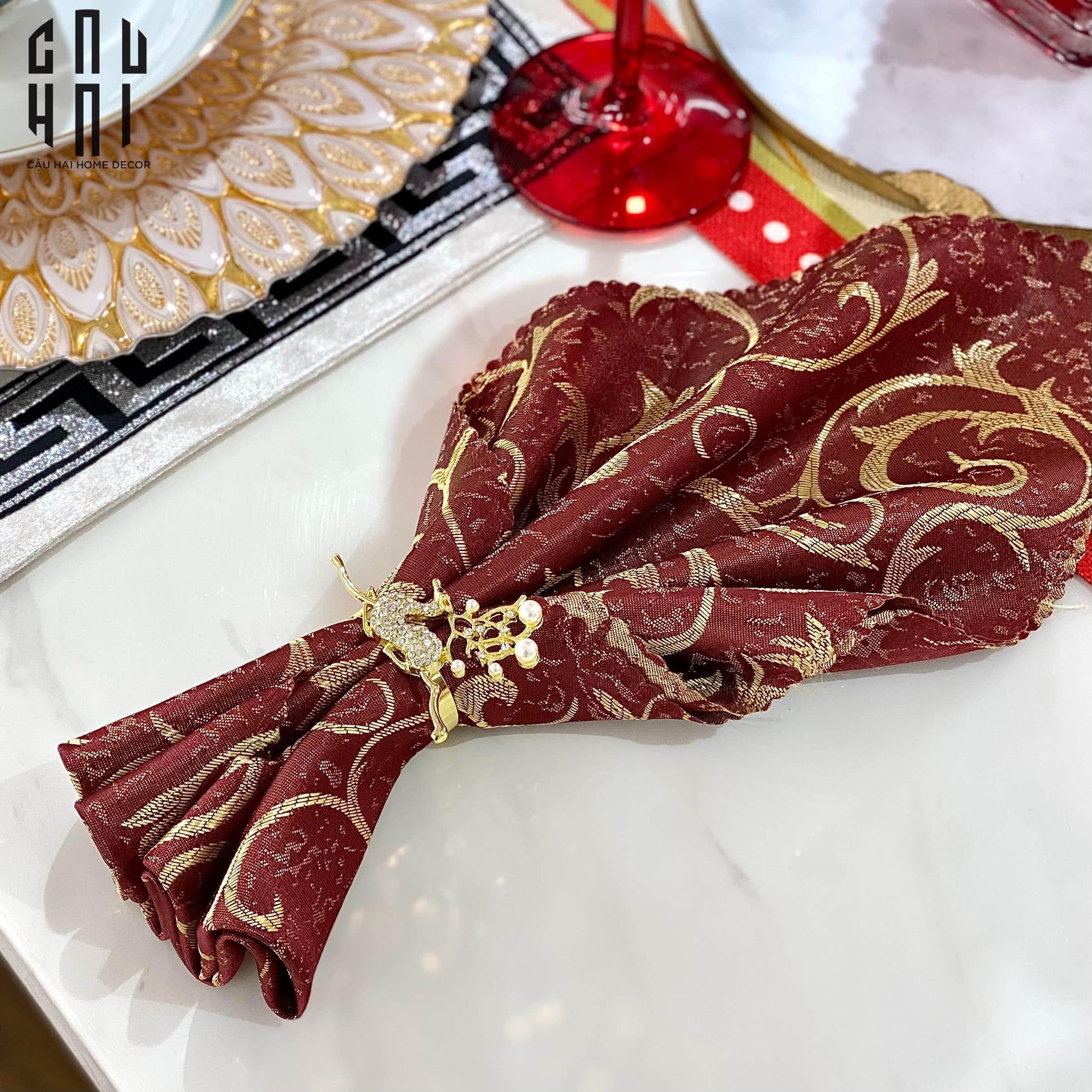 VÒNG KHĂN ĂN - NAPKIN RING DIAMOND DEER-CẬU HAI HOME DECOR