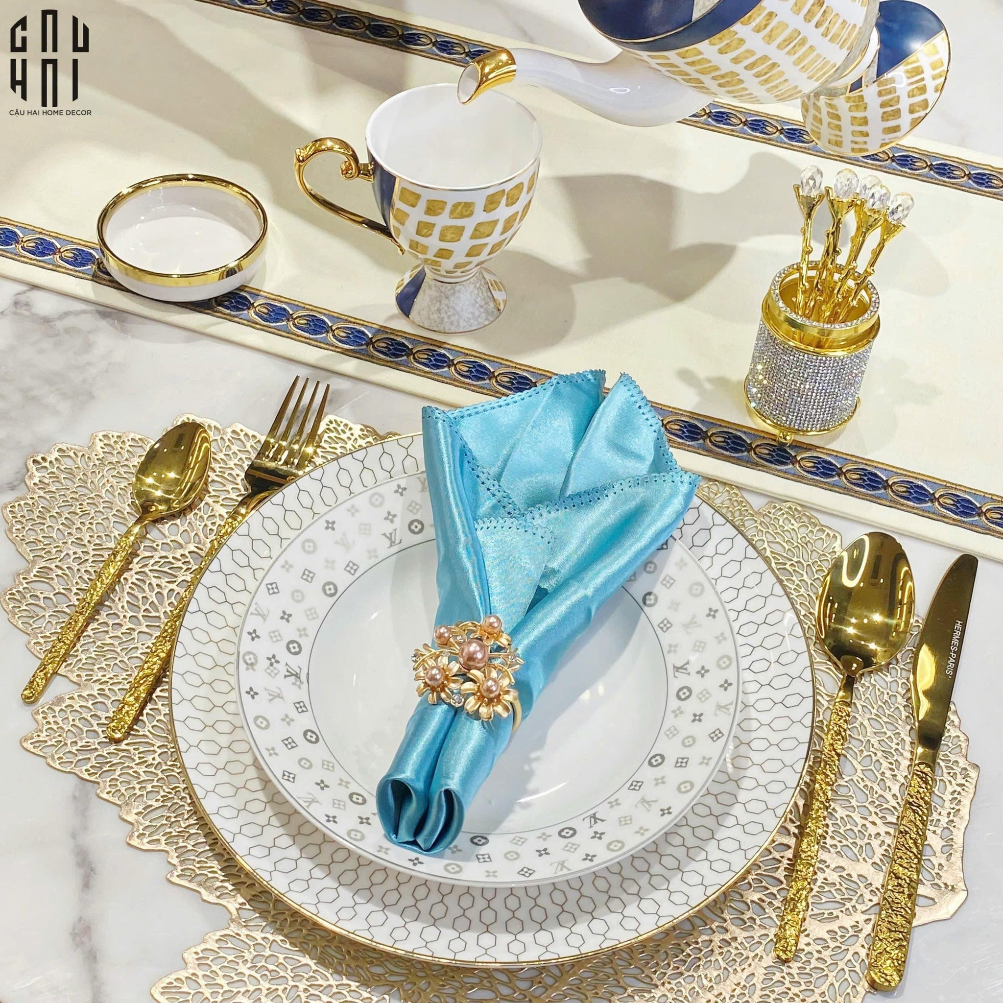 VÒNG KHĂN ĂN - NAPKIN RING GOLDEN BRANCH-CẬU HAI HOME DECOR