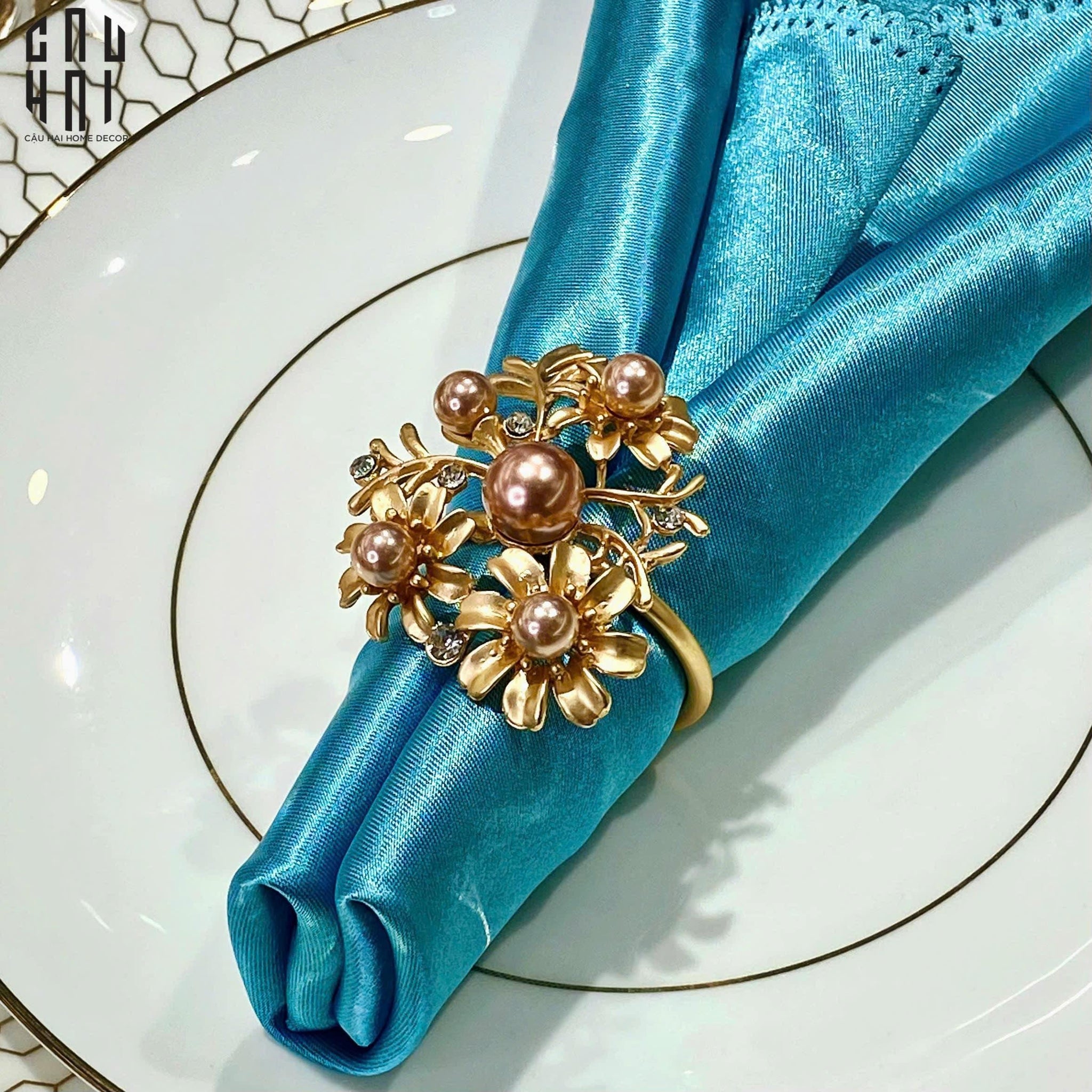 Vòng Khăn Ăn - Napkin Ring Golden Branch-CẬU HAI HOME DECOR