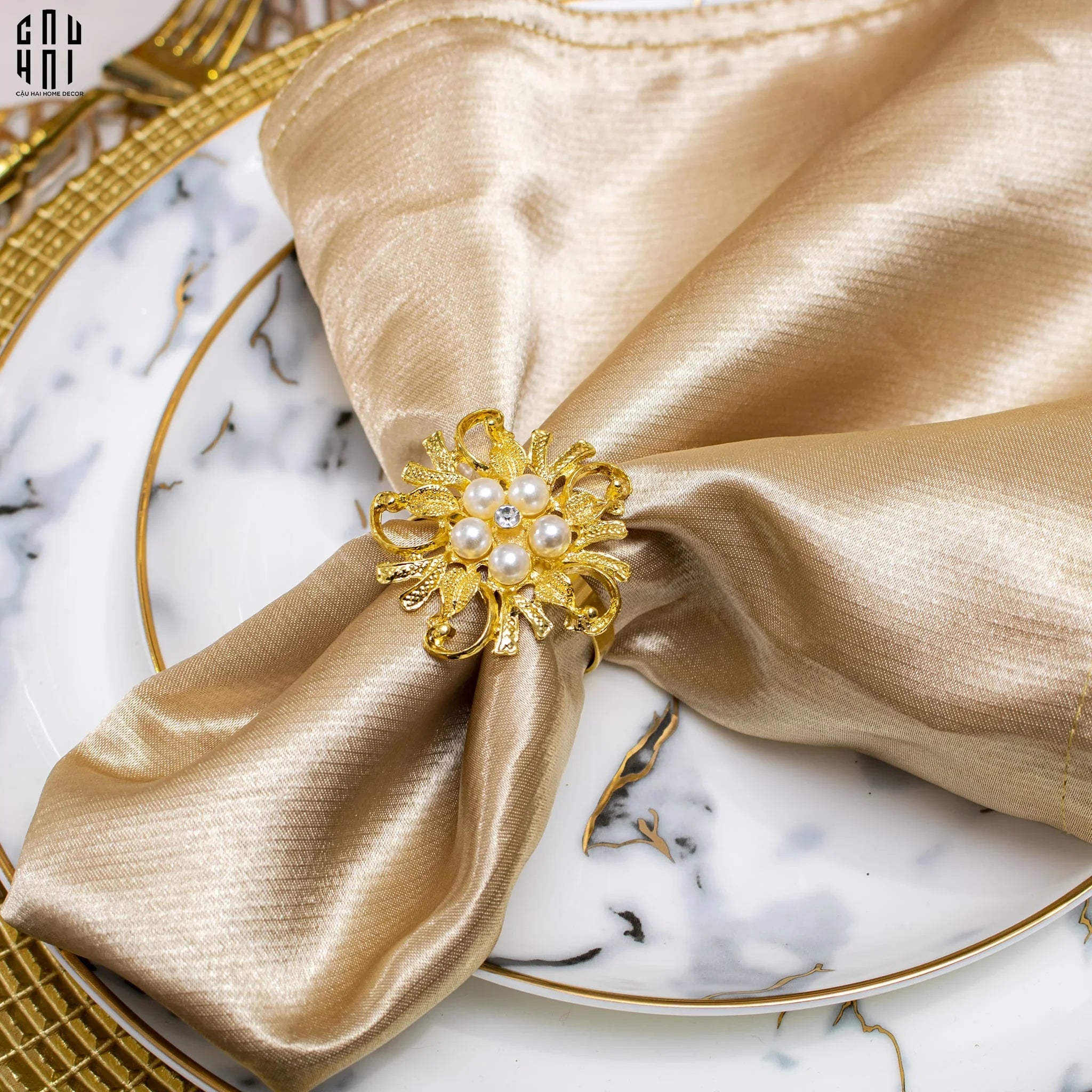 VÒNG KHĂN ĂN - NAPKIN RING GOLDEN PEARL-CẬU HAI HOME DECOR