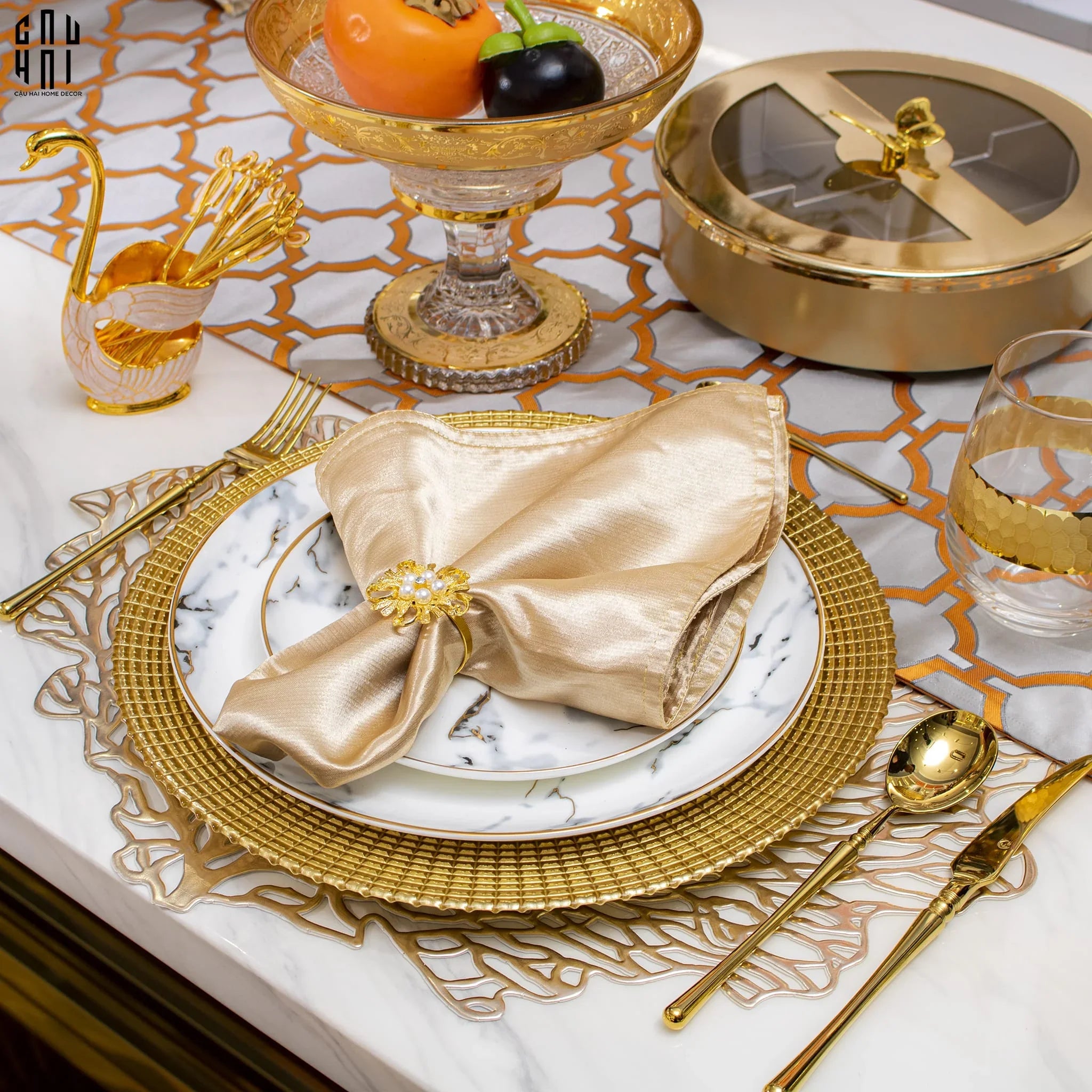 VÒNG KHĂN ĂN - NAPKIN RING GOLDEN PEARL-CẬU HAI HOME DECOR