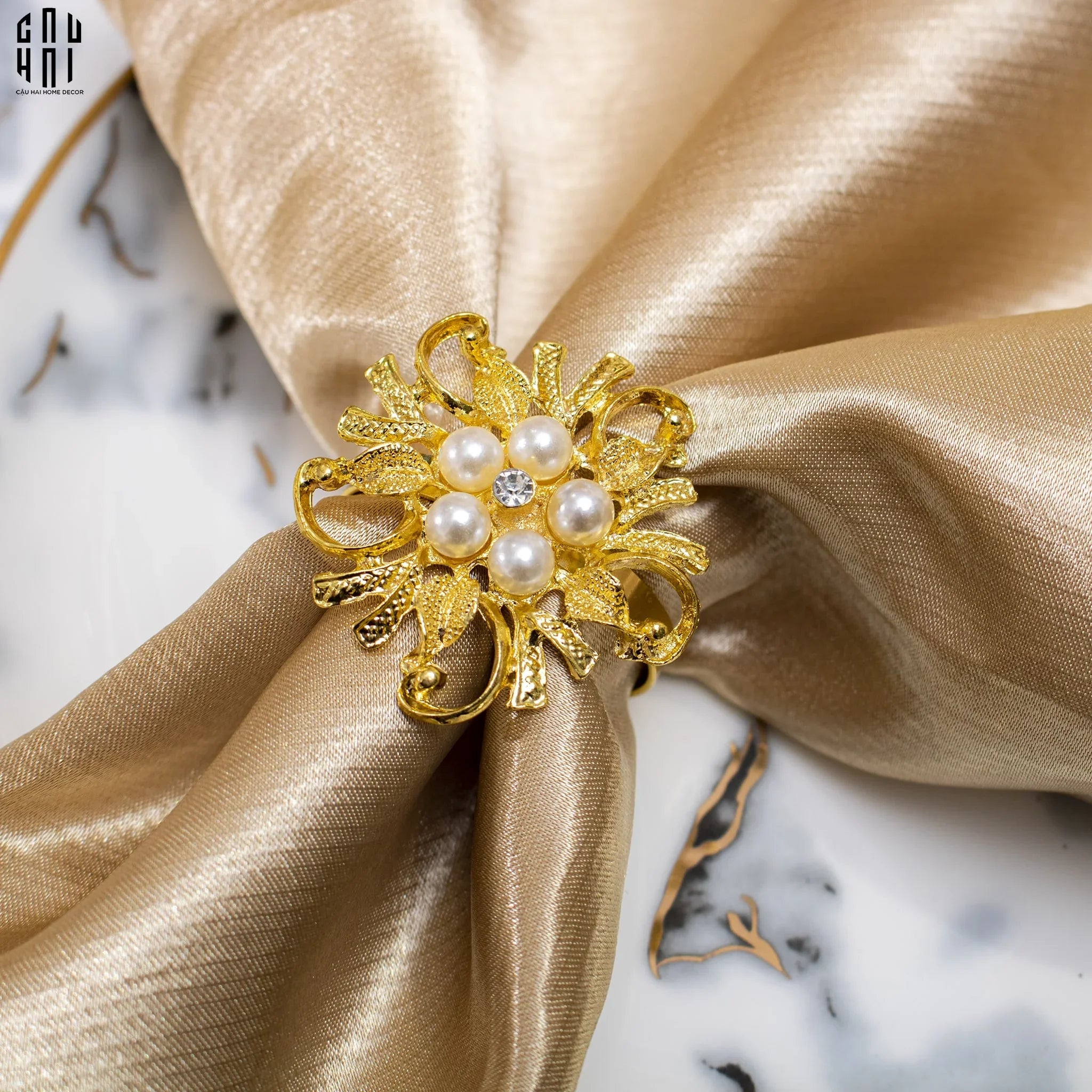 VÒNG KHĂN ĂN - NAPKIN RING GOLDEN PEARL-CẬU HAI HOME DECOR