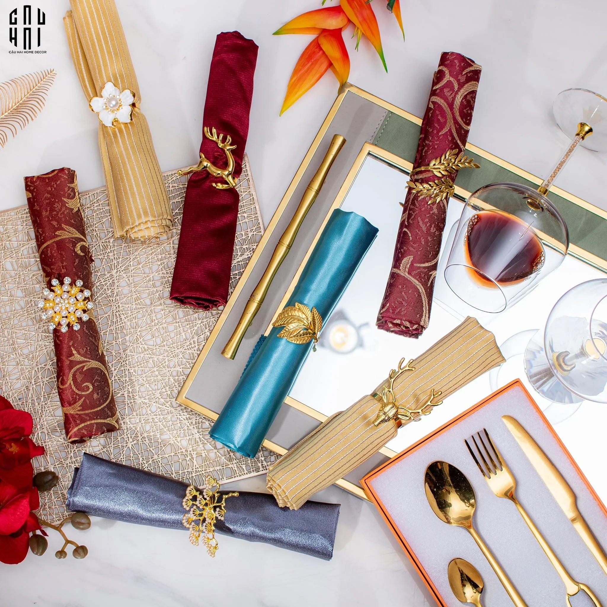 VÒNG KHĂN ĂN - NAPKIN RING NEW GOLDEN BUTTERFLY-CẬU HAI HOME DECOR