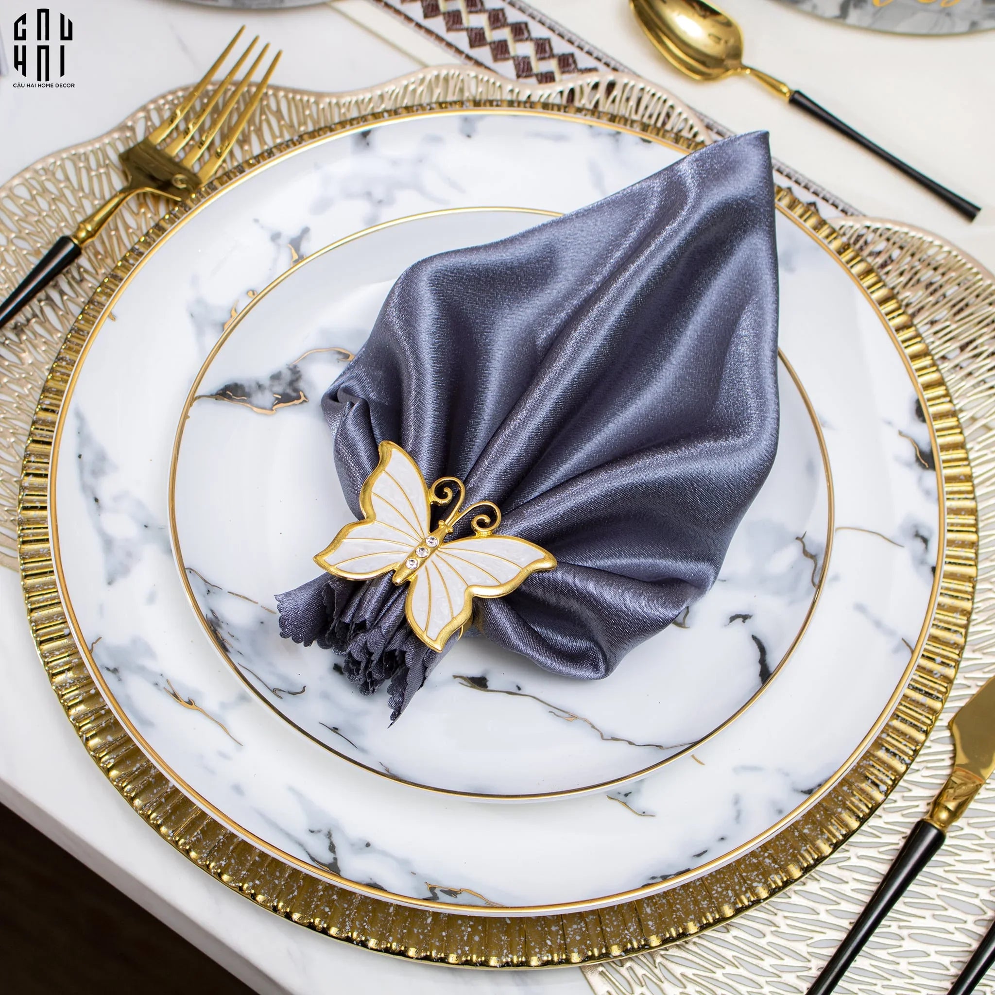 VÒNG KHĂN ĂN - NAPKIN RING NEW GOLDEN BUTTERFLY-CẬU HAI HOME DECOR
