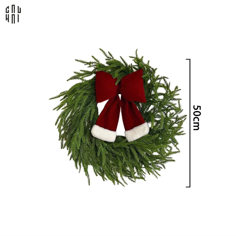 Vòng Treo Giáng Sinh Green Pine Branch 50Cm-Hoa Lụa-Đối tác tại Trung Quốc theo từng đơn đặt hàng-CẬU HAI HOME DECOR