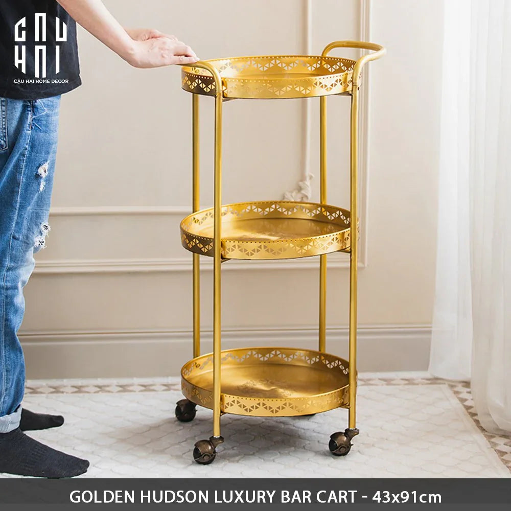 XE ĐẨY QUẦY BAR HUDSON - GOLDEN HUDSON LUXURY BAR CART-CẬU HAI HOME DECOR