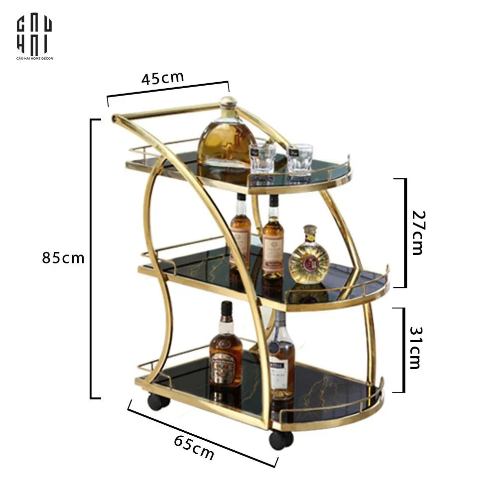 XE ĐẨY QUẦY BAR STANLEY - STANLEY BAR CART - BLACK SS25-CẬU HAI HOME DECOR
