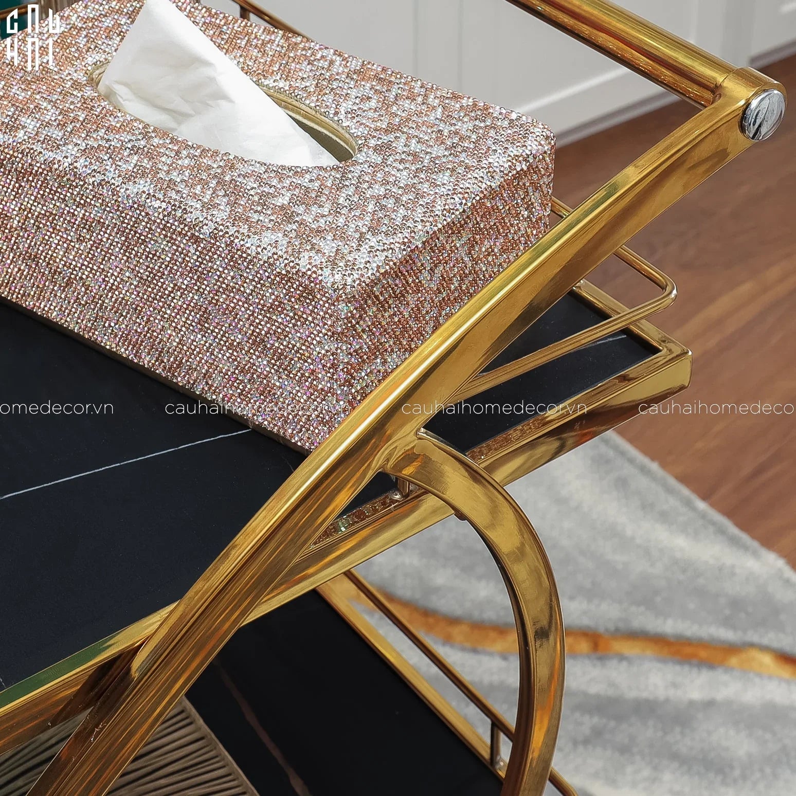 XE ĐẨY QUẦY BAR STANLEY - STANLEY BAR CART - BLACK SS25-CẬU HAI HOME DECOR