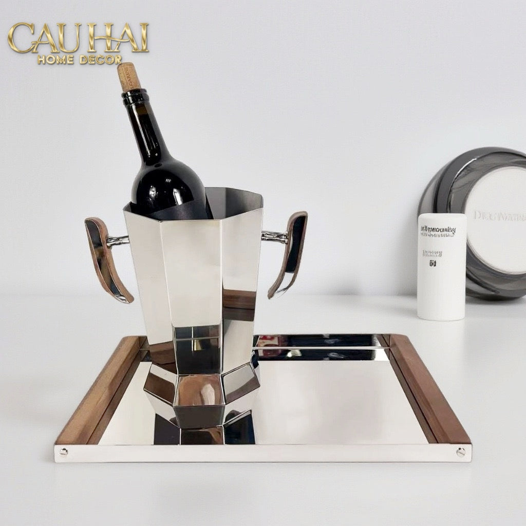 Xô Đá Metal Facet Sterling Walnut-XÔ ĐÁ-CẬU HAI HOME DECOR