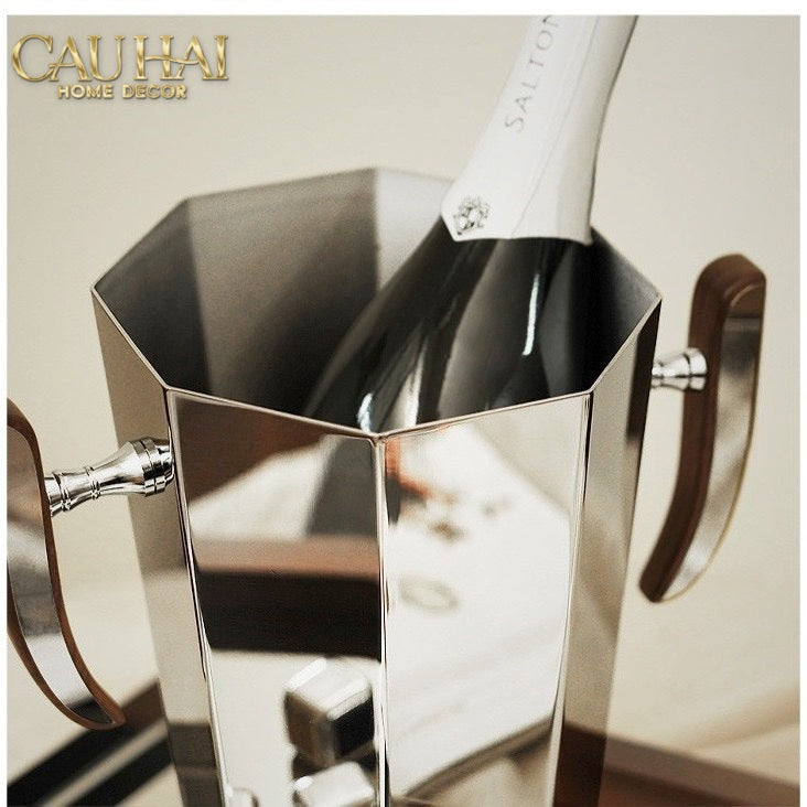 Xô Đá Metal Facet Sterling Walnut-XÔ ĐÁ-CẬU HAI HOME DECOR