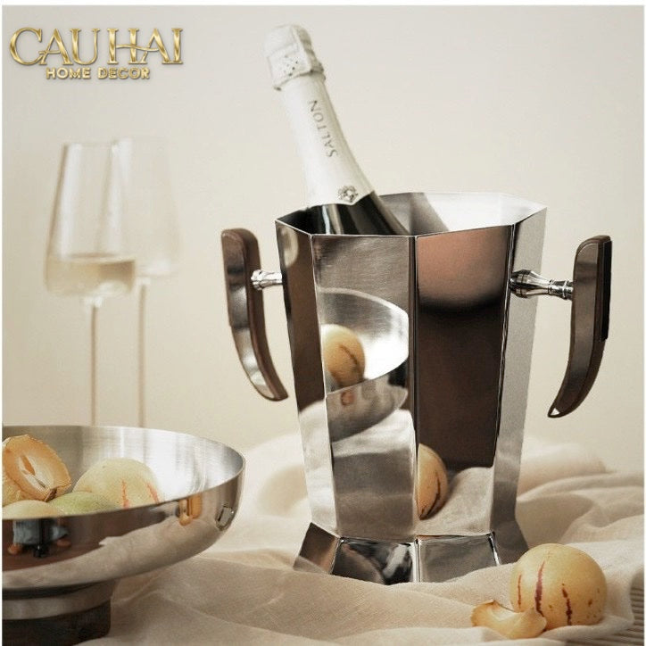 Xô Đá Metal Facet Sterling Walnut-XÔ ĐÁ-CẬU HAI HOME DECOR