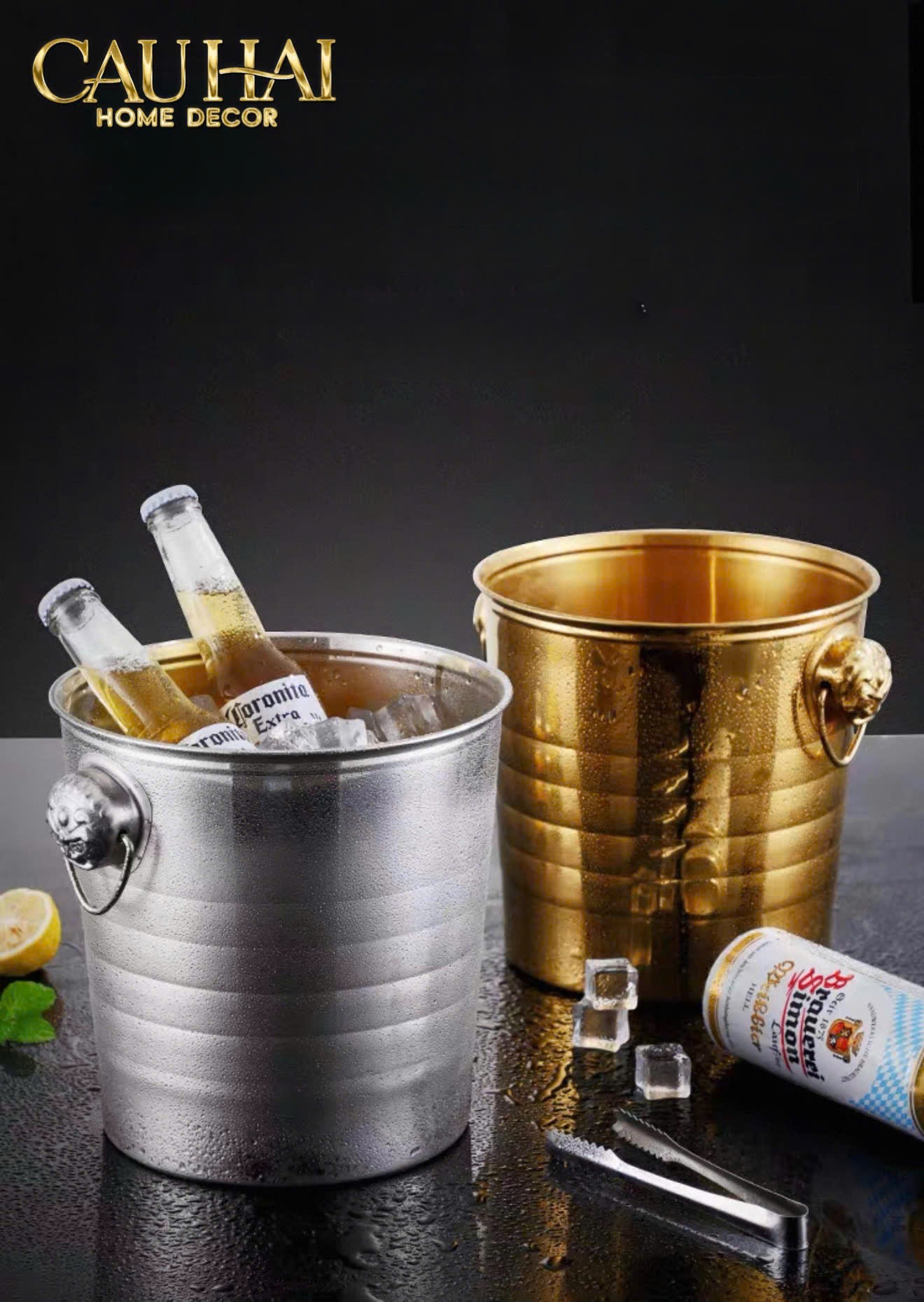 XÔ ĐÁ ROYAL BEAST GILDED ICE BUCKET-CẬU HAI HOME DECOR