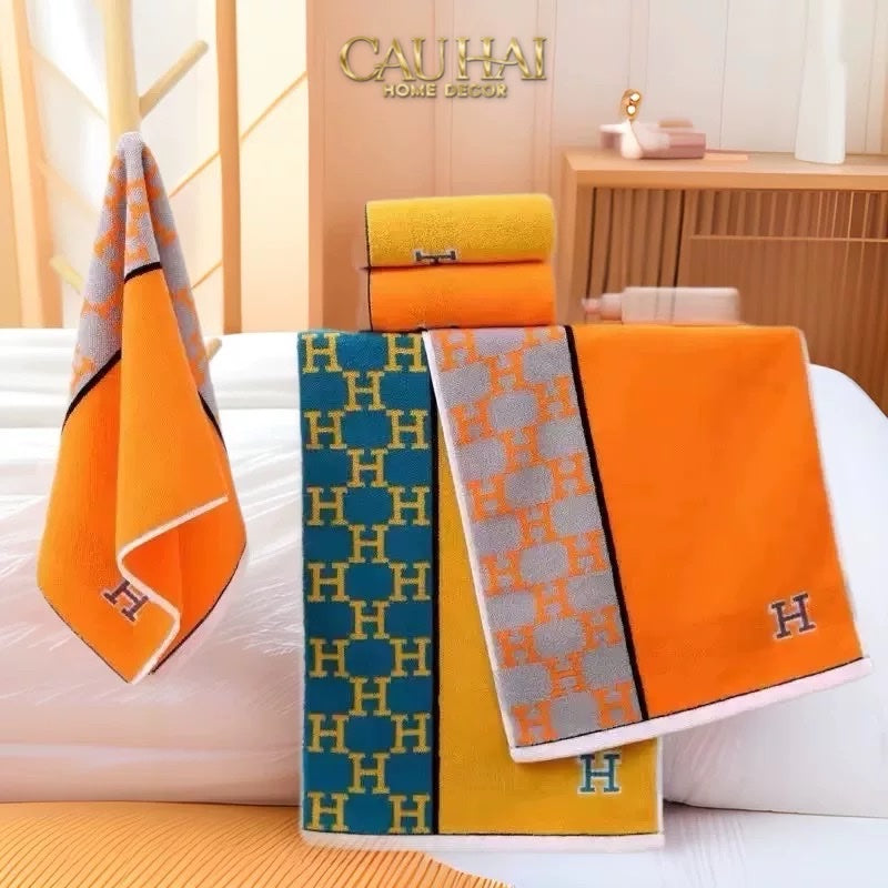 SET 2 KHĂN MẶT 40X90 - SIGNATURE H - SUN & SKY COLOR - FACE TOWEL-CẬU HAI HOME DECOR