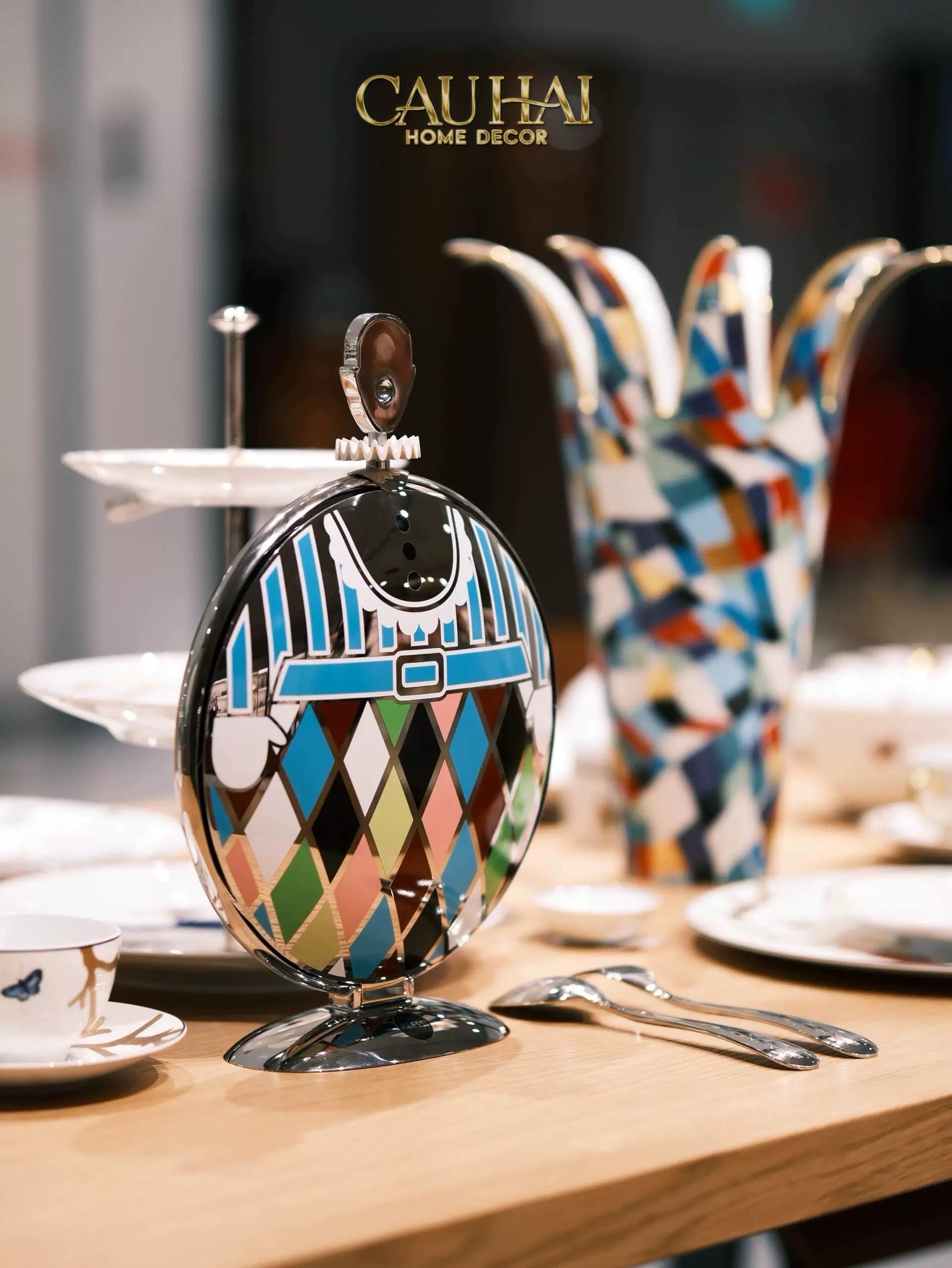 KHAY FRUIT & DESSERT ÉTAGÈRE HARLEQUIN LMT – CRYSTAL STEEL TRAY-CẬU HAI HOME DECOR