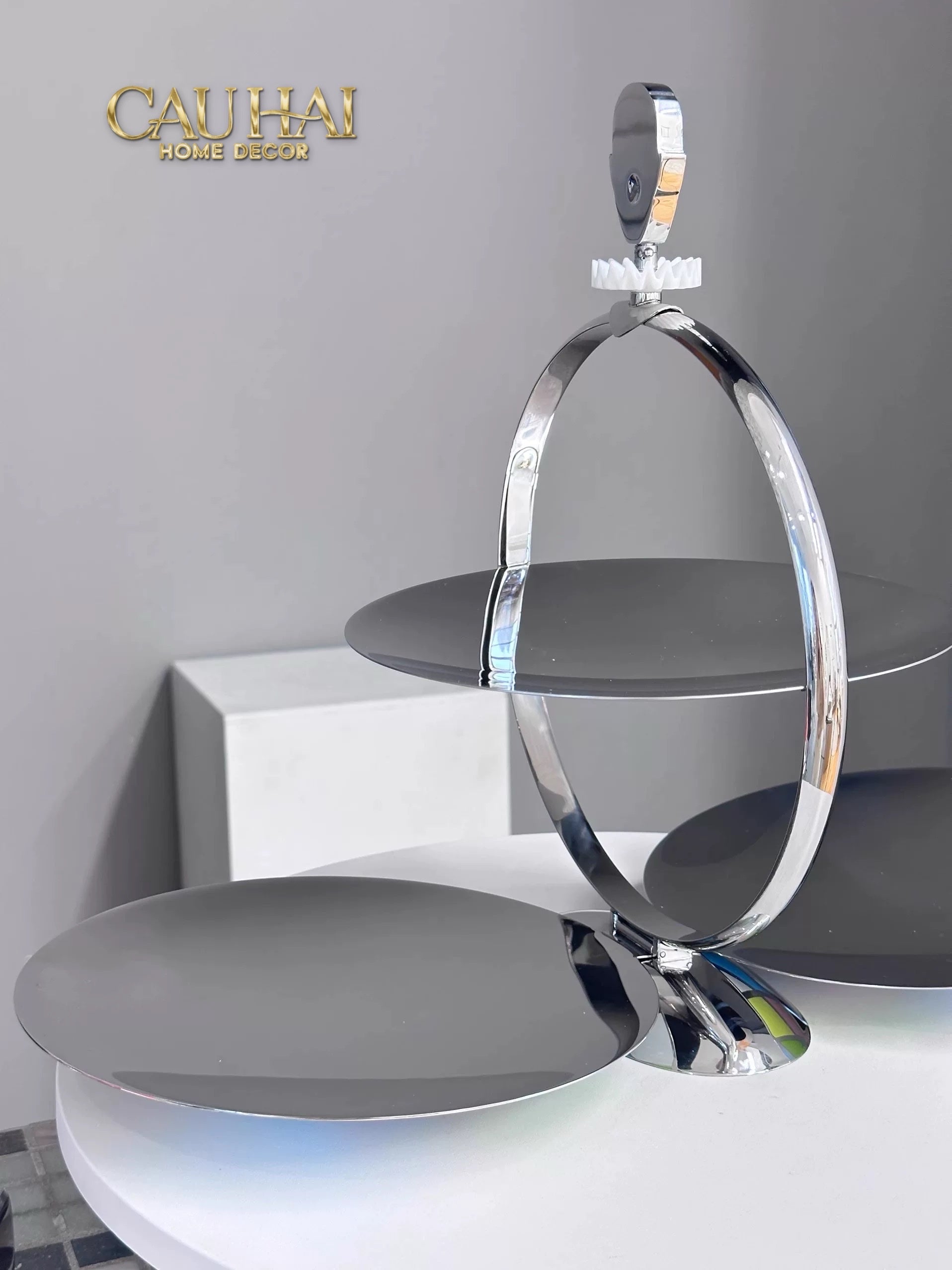 KHAY FRUIT & DESSERT ÉTAGÈRE HARLEQUIN LMT – CRYSTAL STEEL TRAY-CẬU HAI HOME DECOR