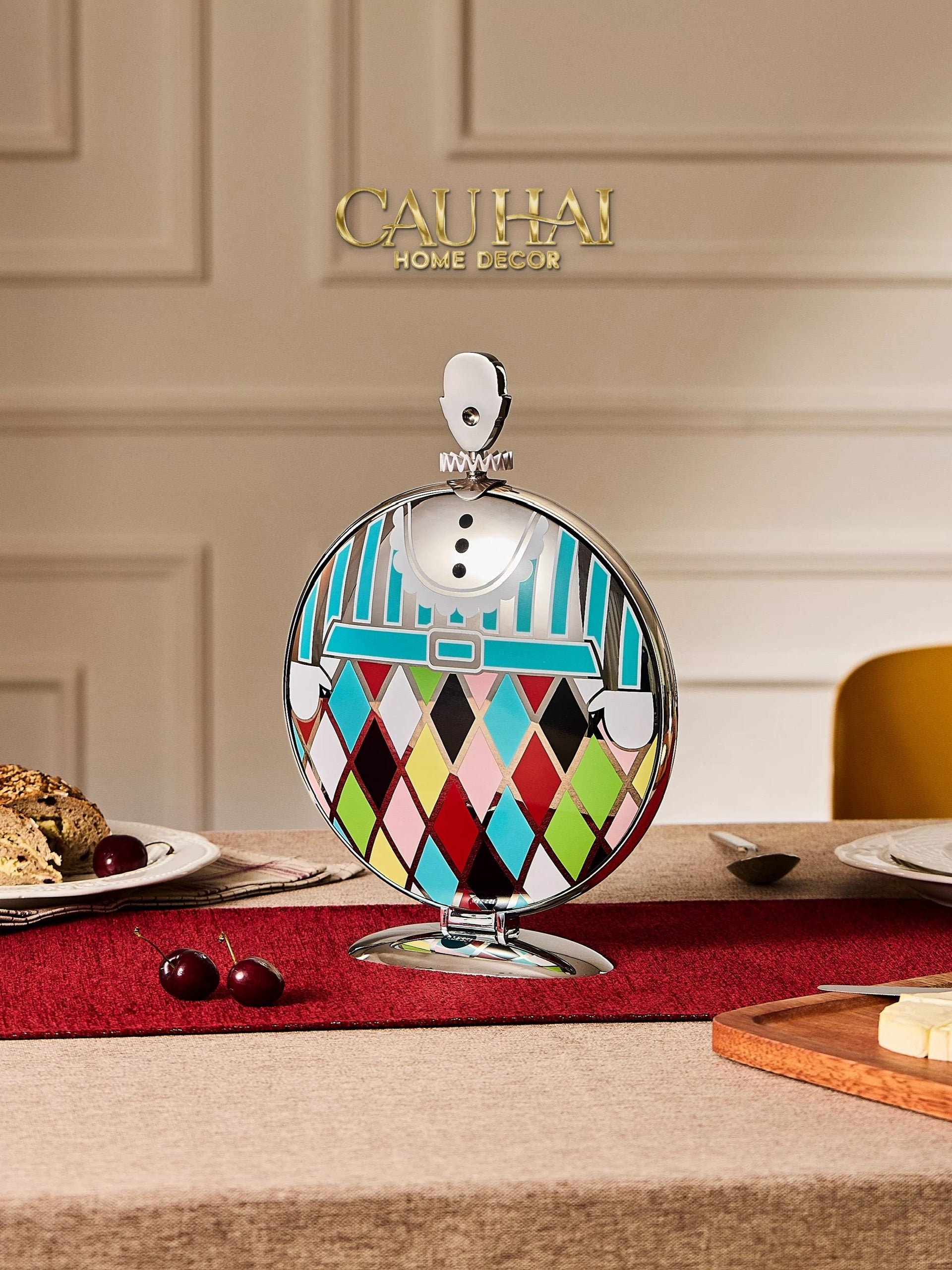 KHAY FRUIT & DESSERT ÉTAGÈRE HARLEQUIN LMT – CRYSTAL STEEL TRAY-CẬU HAI HOME DECOR