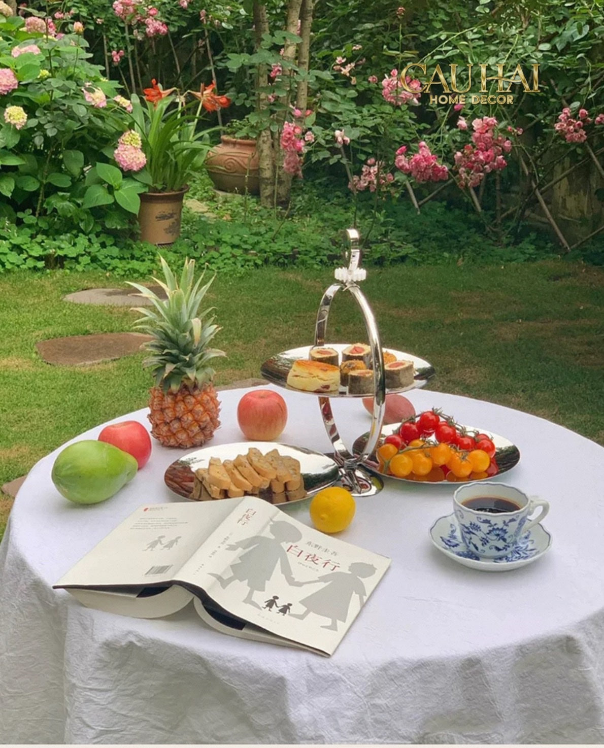 KHAY FRUIT & DESSERT ÉTAGÈRE HARLEQUIN LMT – CRYSTAL STEEL TRAY-CẬU HAI HOME DECOR