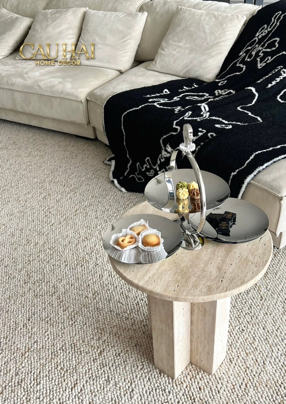 KHAY FRUIT & DESSERT ÉTAGÈRE HARLEQUIN LMT – CRYSTAL STEEL TRAY-CẬU HAI HOME DECOR