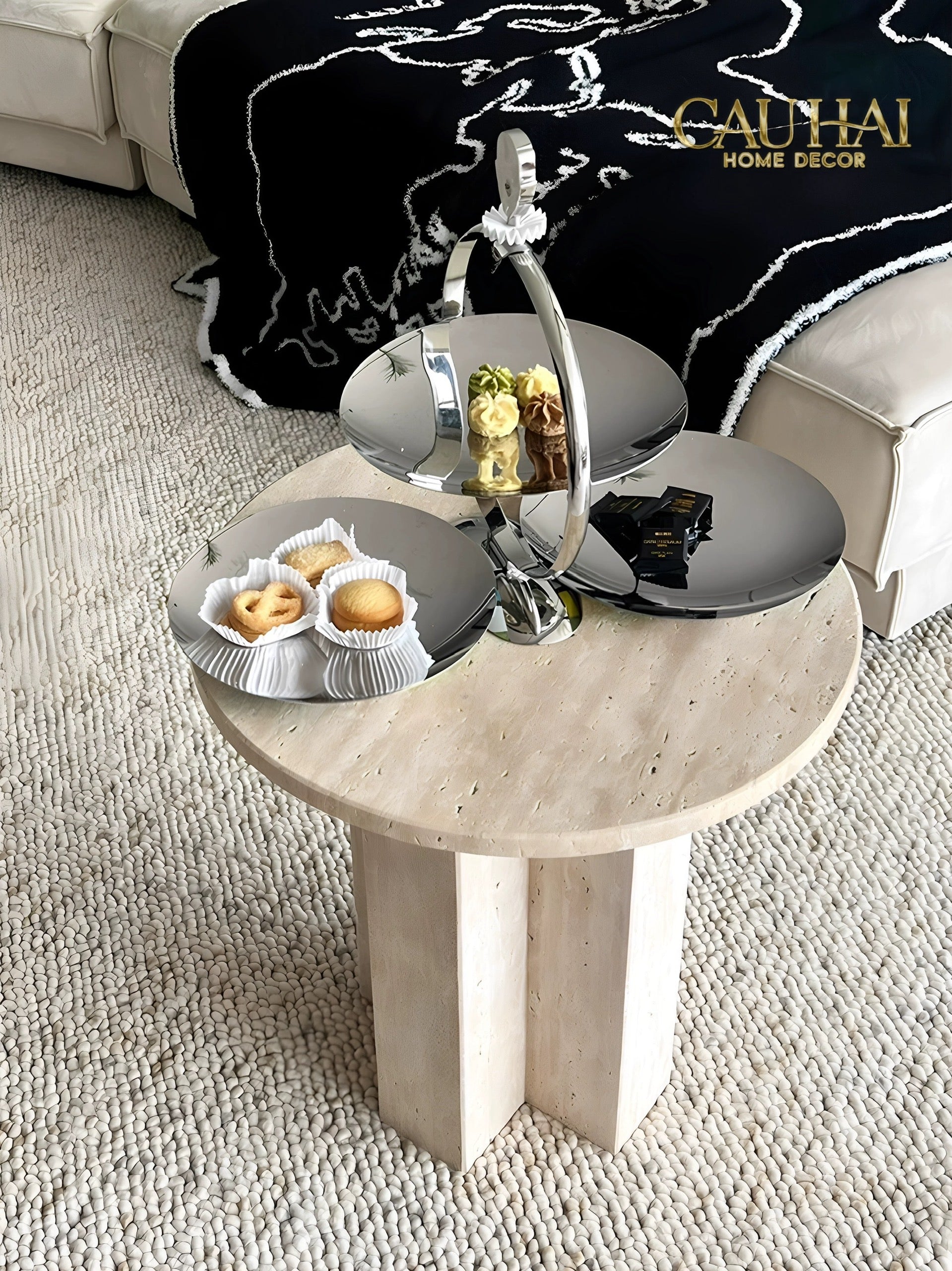 KHAY FRUIT & DESSERT ÉTAGÈRE HARLEQUIN LMT – CRYSTAL STEEL TRAY-CẬU HAI HOME DECOR