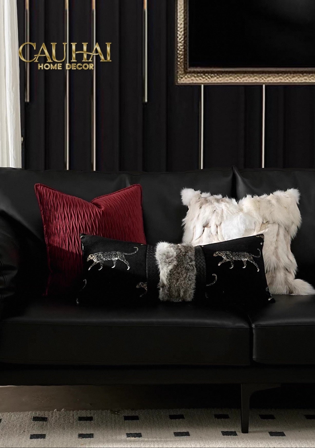 GỐI TWEED LUX FUR JARGUAR SAVOIR LEOPARD 30X60