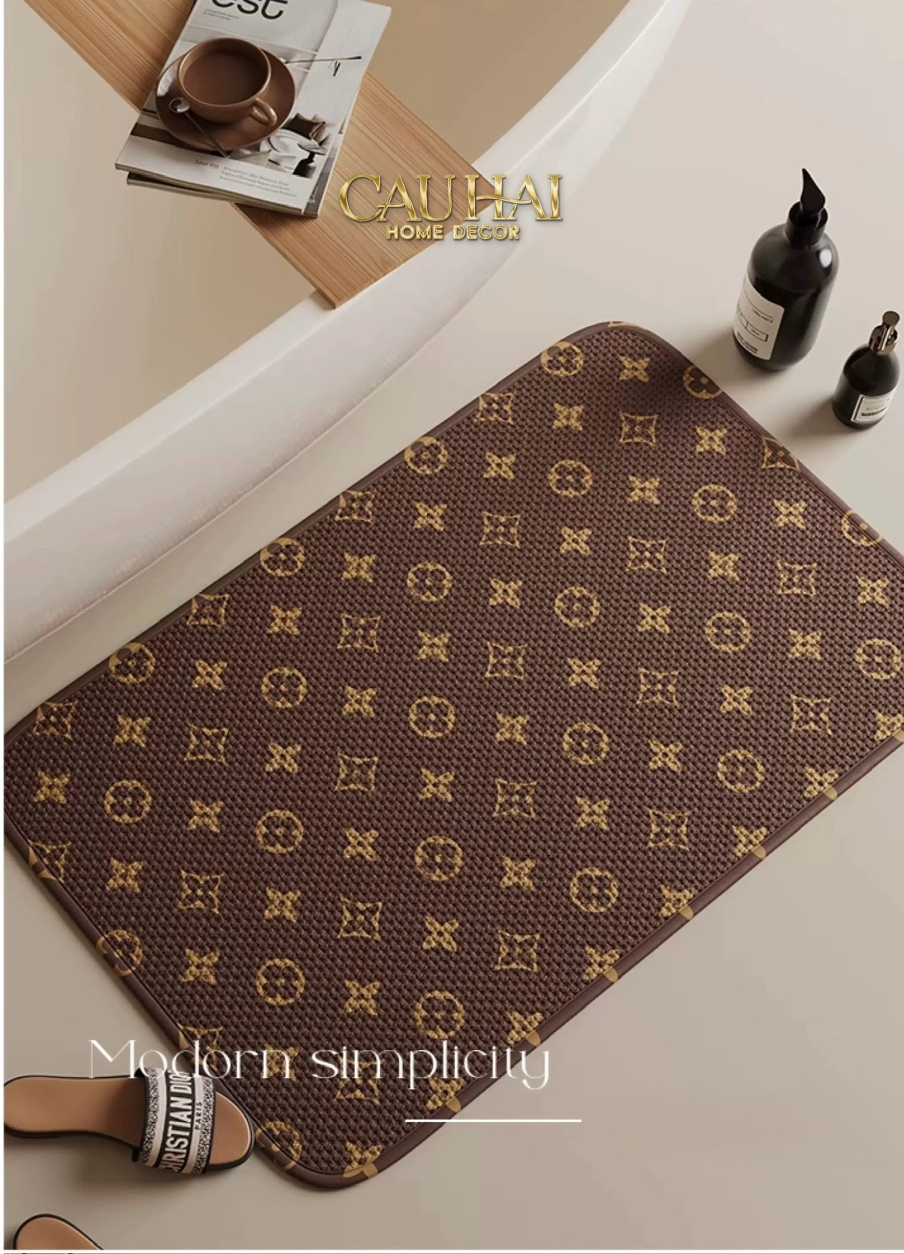 THẢM BỒN TẮM SỢI CHENILLE 60x90 - SIGNATURE LOUIS MONOGRAM