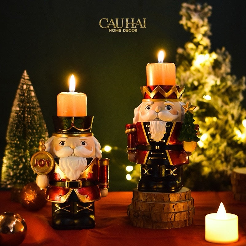 FÊTES COUTURE  - SET 2 ĐẾ NẾN PETIT NUTCRACKER JOYFUL CANDLE HOLDERS