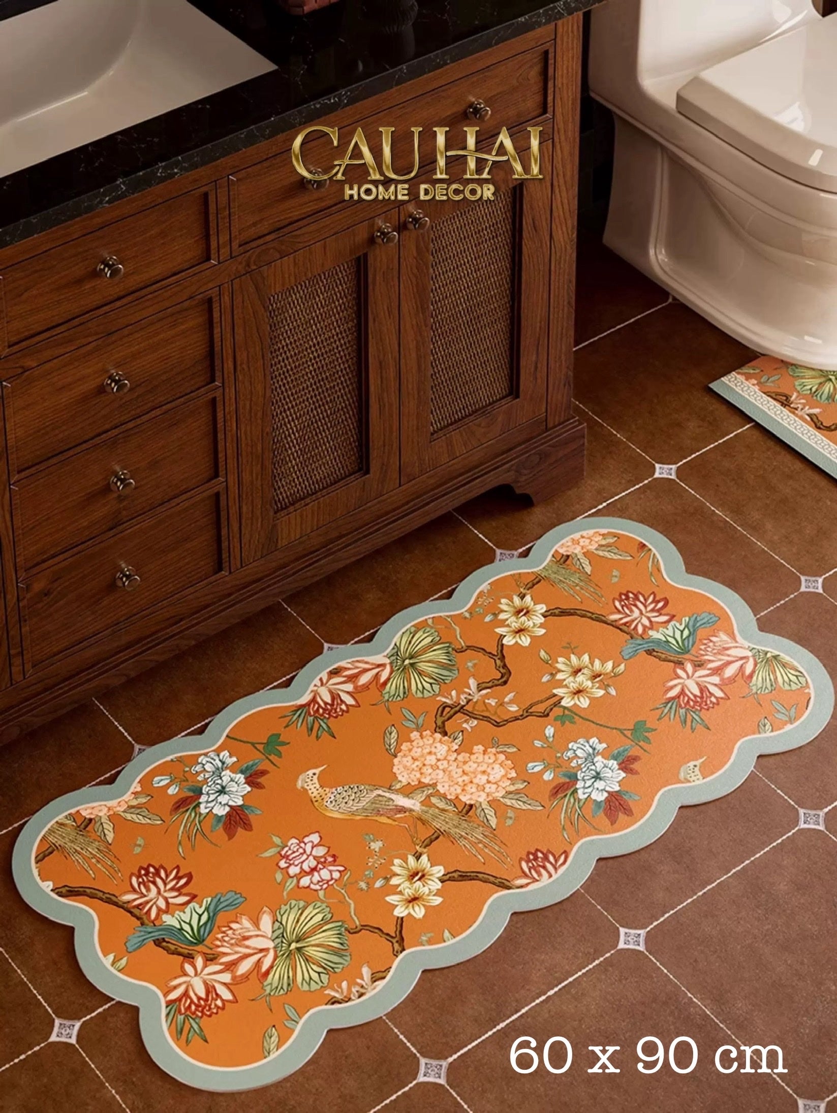 THẢM BỒN TẮM MICROFIBER 60X90 - BIRD OF DYNASTY SCALLOP EDGE