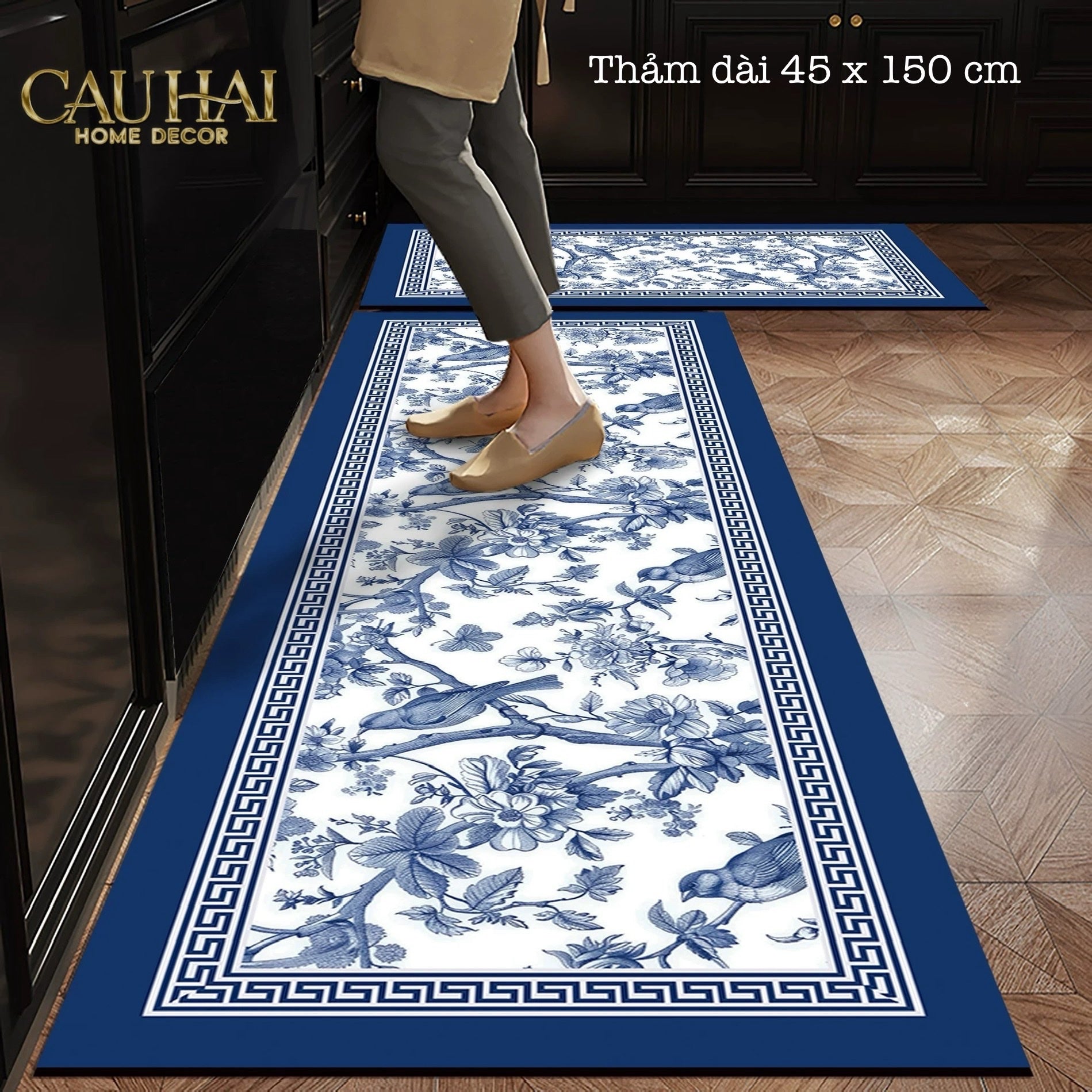 THẢM BẾP MICROFIBER 150 - -  PORCELAIN REVIVAL ART - ORIENTAL BLOOM KITCHEN MAT