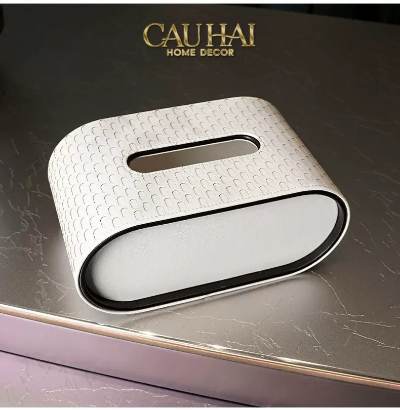 HỘP KHĂN GIẤY  BLANC LEATHER ORBIT OPALINE MEDUSA ÉDITION