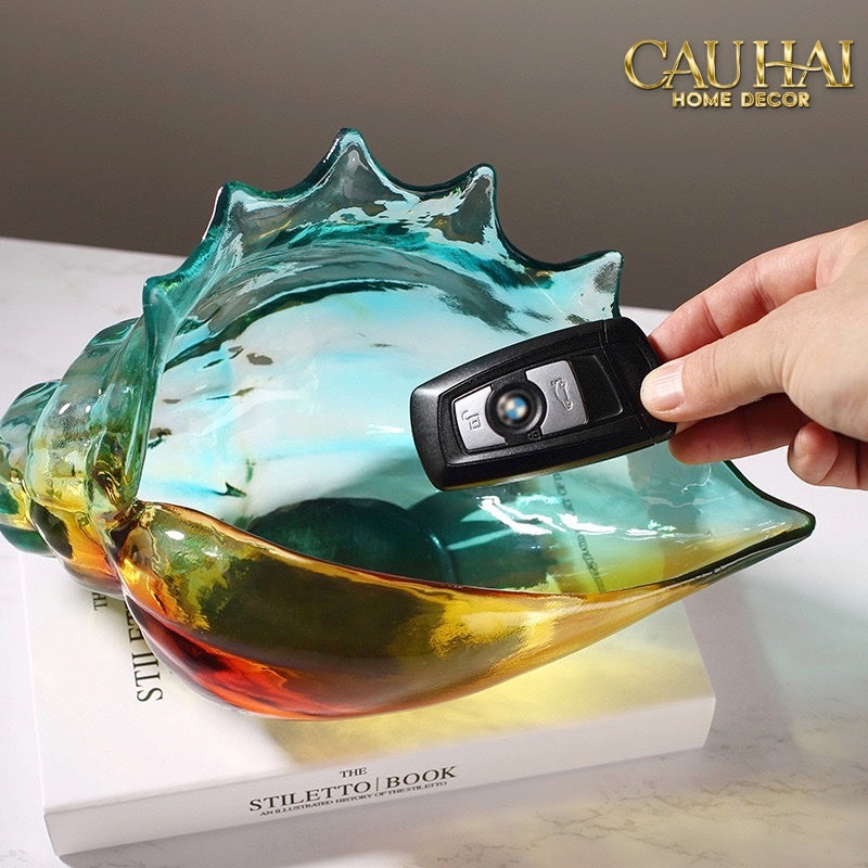 KHAY VỎ ỐC ARC-EN-CIEL POSEIDON SHELL PETIT HANDCRAFTED GLASS TRAY