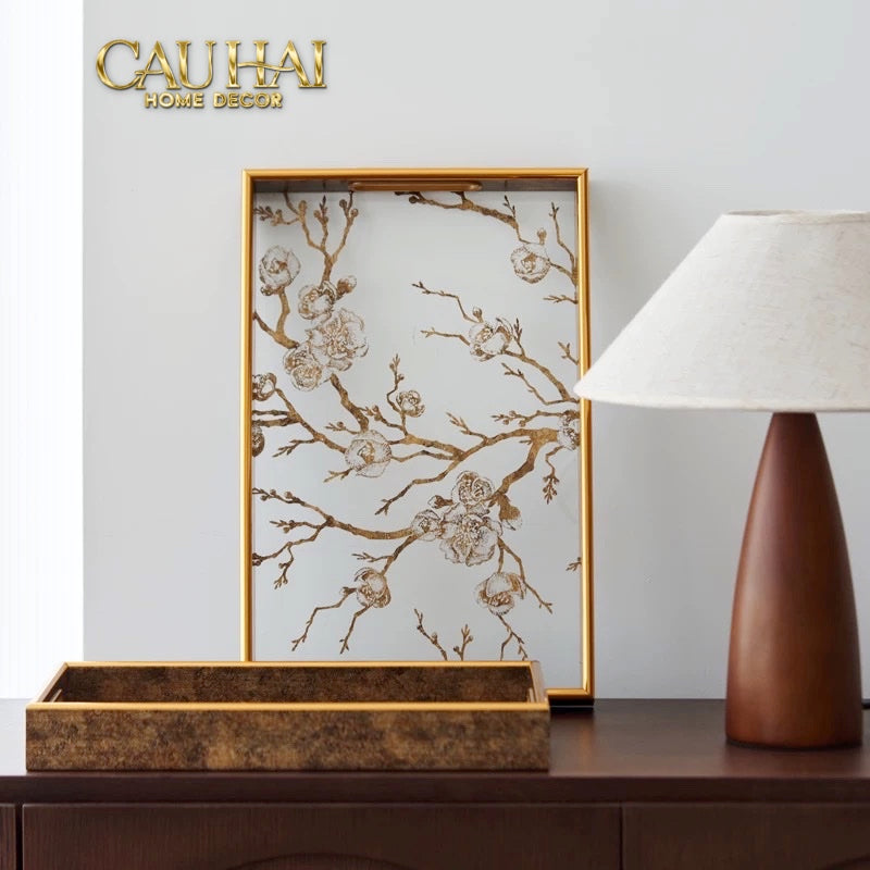 KHAY GƯƠNG RÉFLEXION CHERRY BLOSSOM RUSTIC TRAY 22x35
