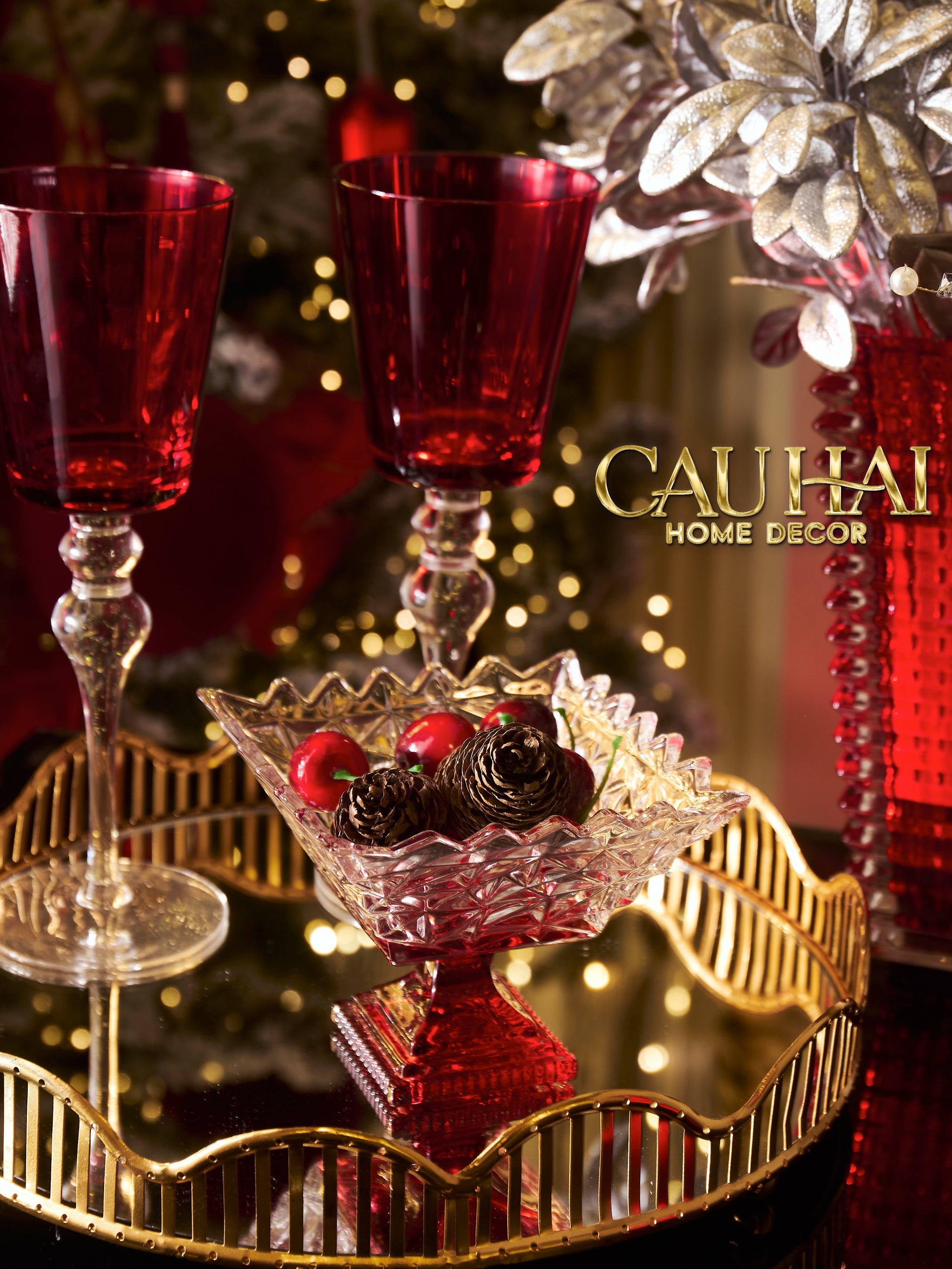 FÊTES COUTURE - ĐĨA THUỶ TINH RUBY ICECREAM TINY PLATEAU.