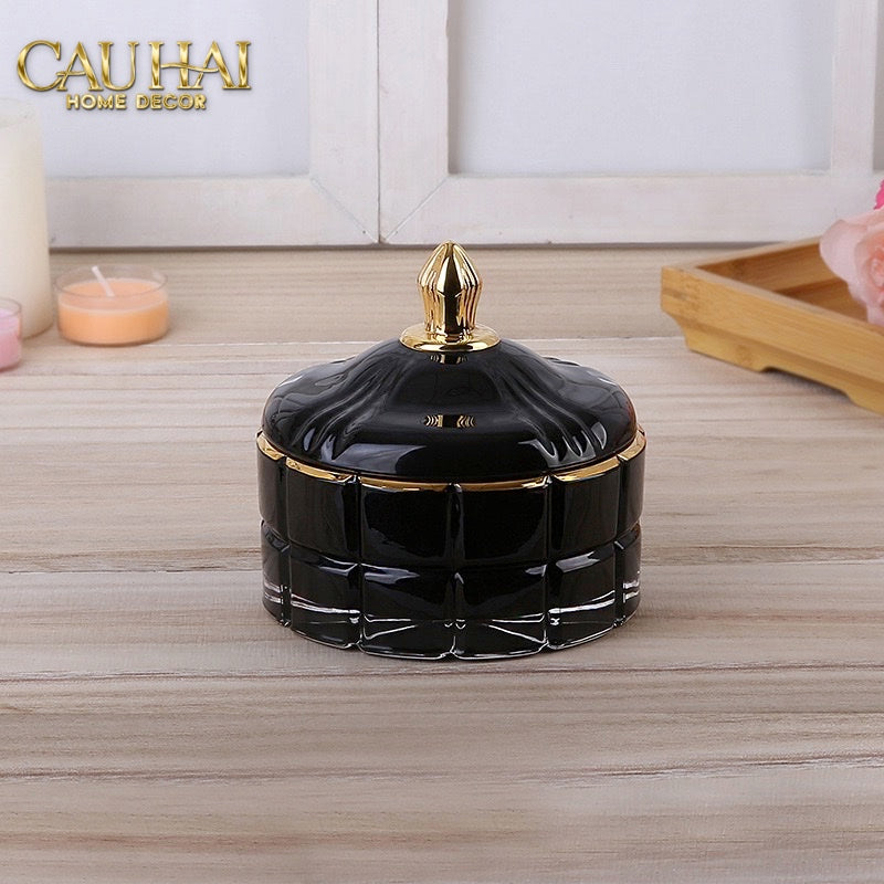 Lọ Crystal Mosaic Aqua/Onyx-CẬU HAI HOME DECOR