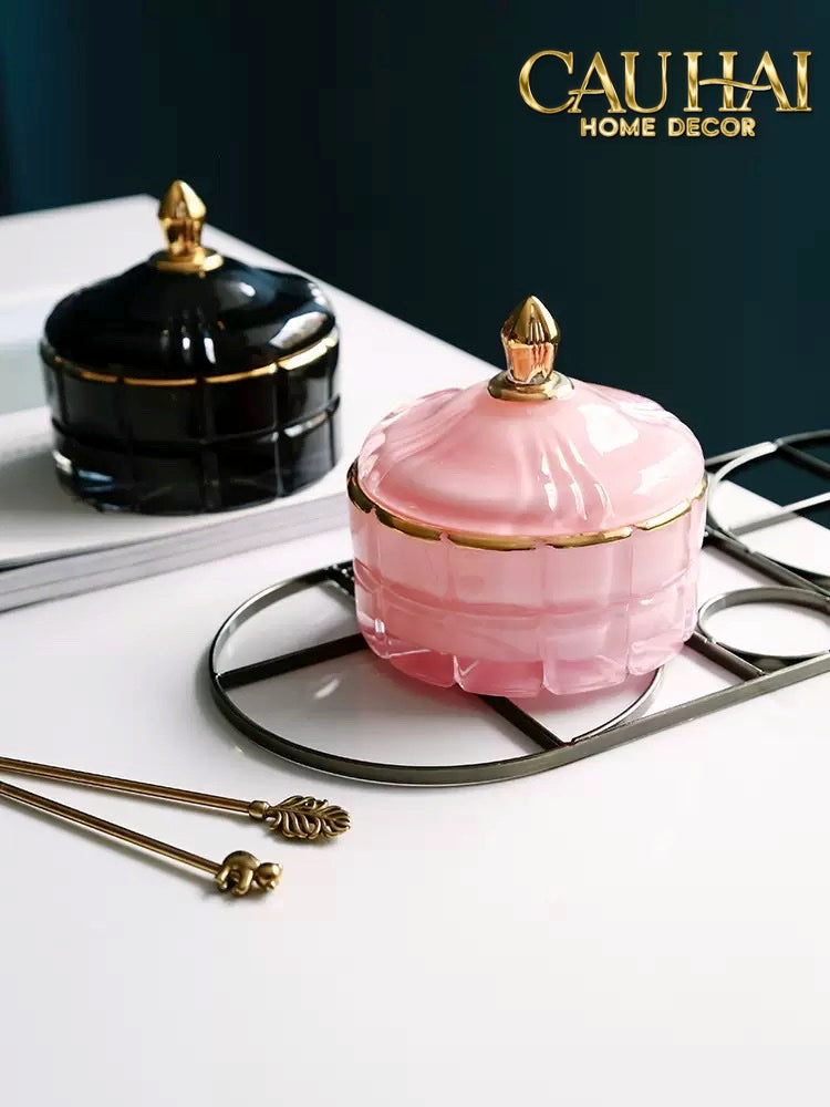 Lọ Crystal Mosaic Aqua/Onyx-CẬU HAI HOME DECOR