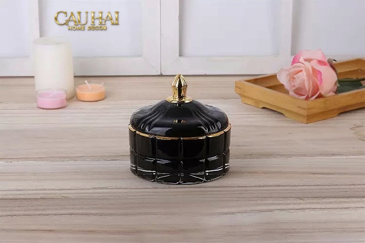 Lọ Crystal Mosaic Aqua/Onyx-CẬU HAI HOME DECOR