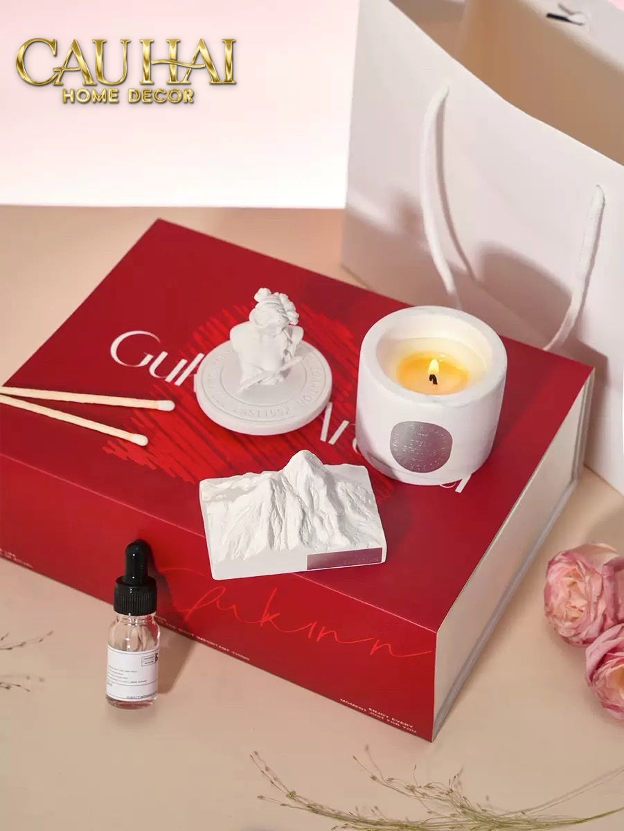 Home Fragrance - Gift Set Nến Và Đá Khuếch Tán Aroma Candles Stones.-CẬU HAI HOME DECOR