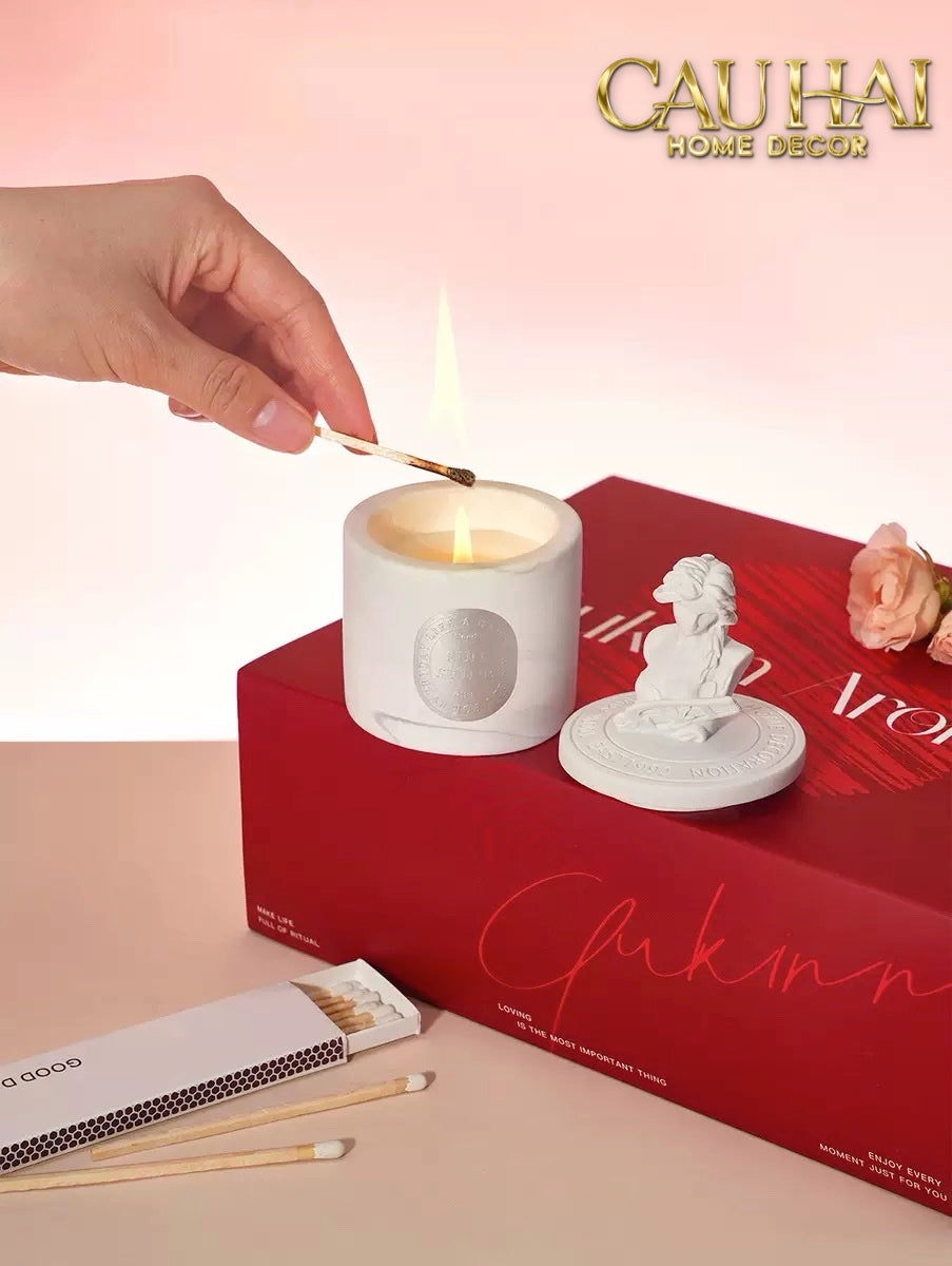 Home Fragrance - Gift Set Nến Và Đá Khuếch Tán Aroma Candles Stones.-CẬU HAI HOME DECOR