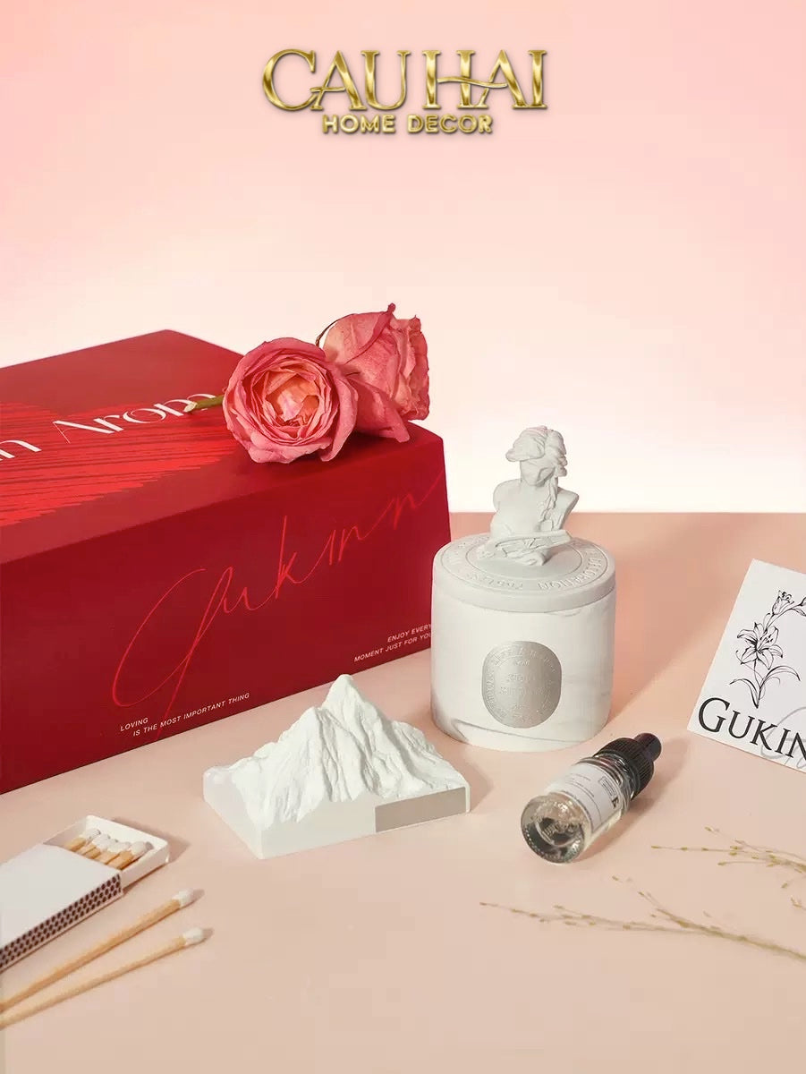 Home Fragrance - Gift Set Nến Và Đá Khuếch Tán Aroma Candles Stones.-CẬU HAI HOME DECOR